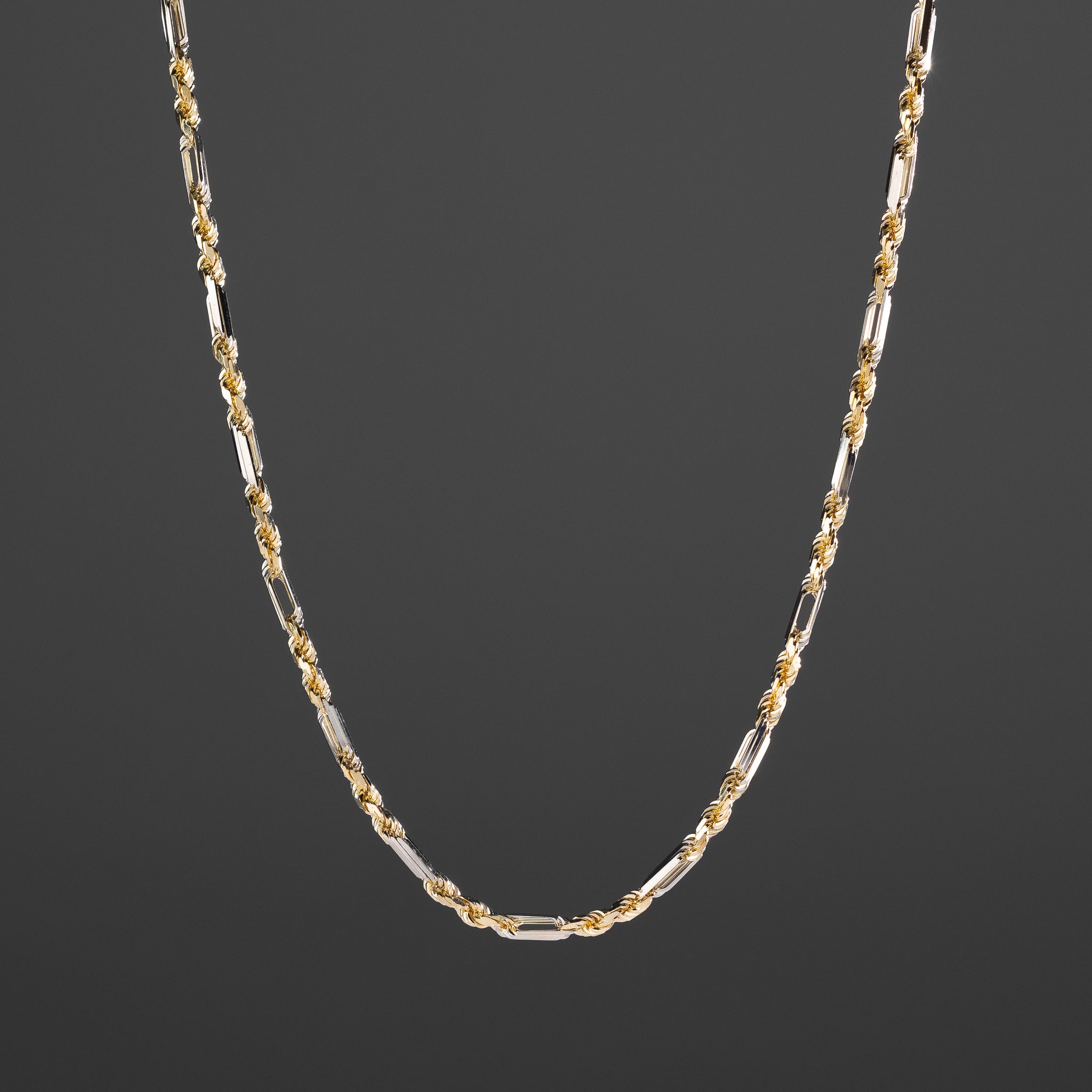 14k Gold 3.5mm Two-Tone Figarope Chain - Model CH-0397