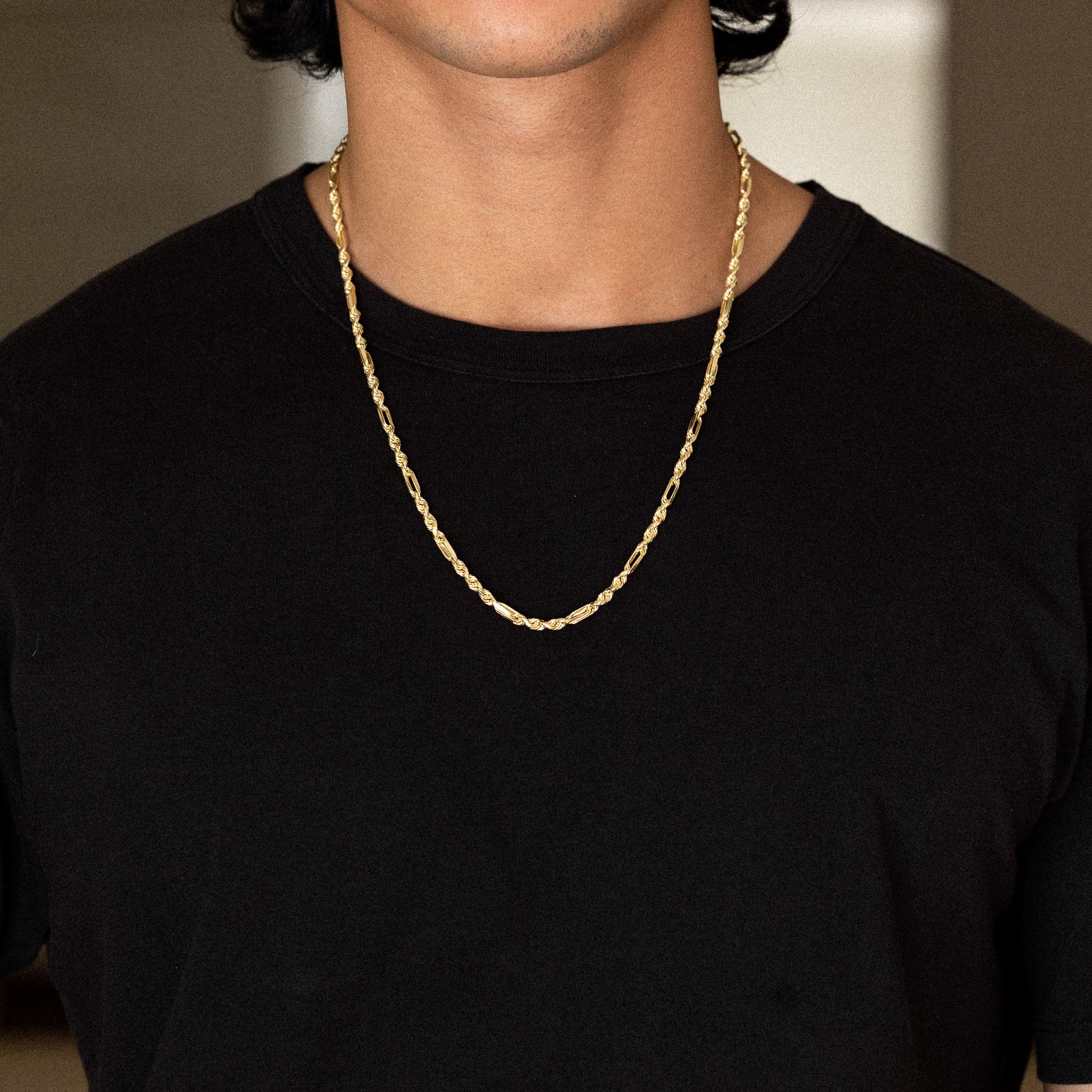 14k Gold 3.5mm Hollow Figaro Rope Chain - Model CH-0604