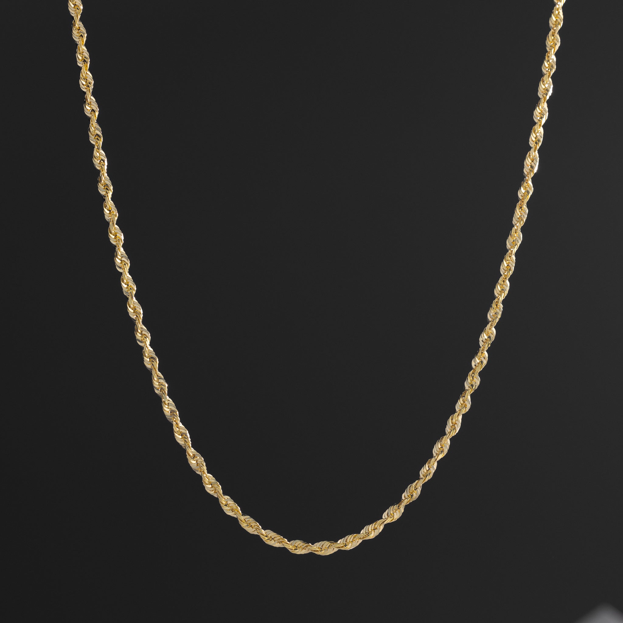 14k Gold 2.8mm Solid Lightweight Diamond-Cut Rope Chain - Model CH-0137
