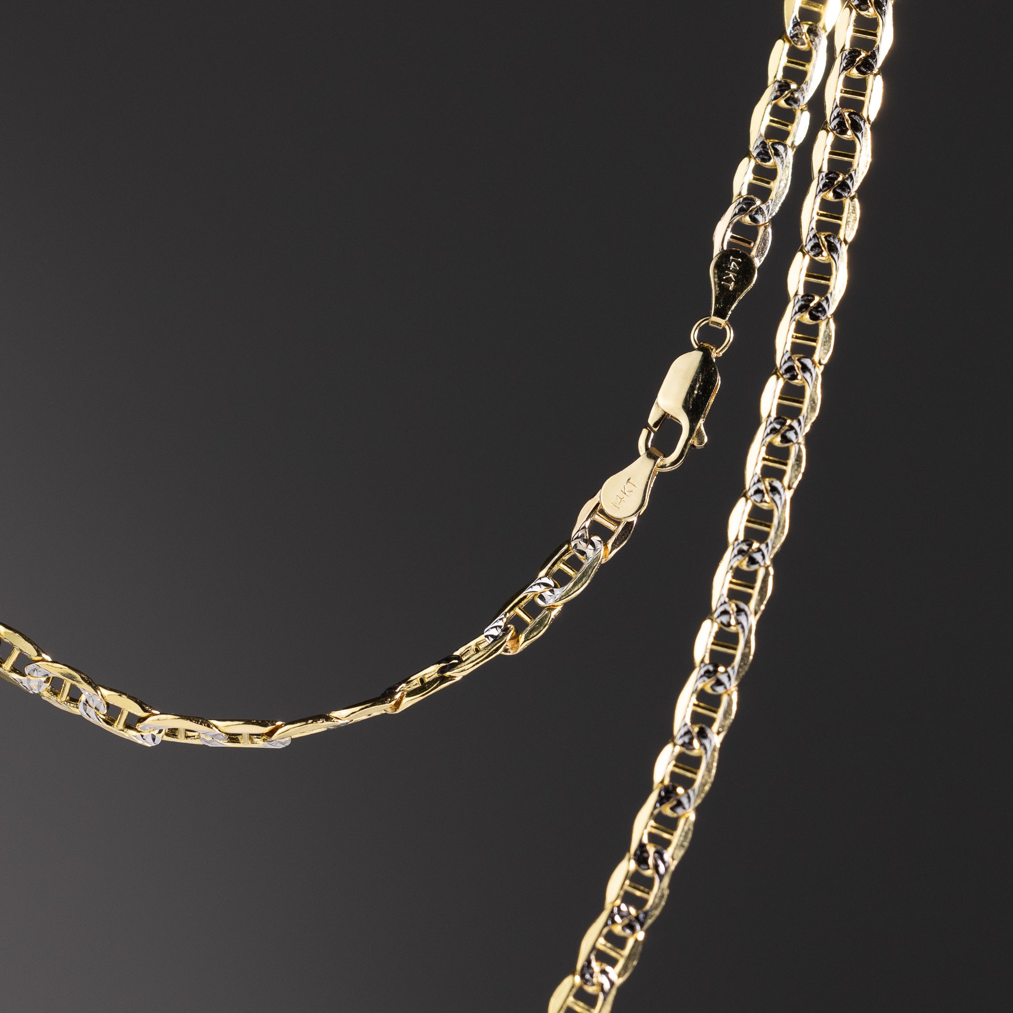 14k Gold 4.8mm Two-Tone Hollow Mariner Chain - Model CH-0657
