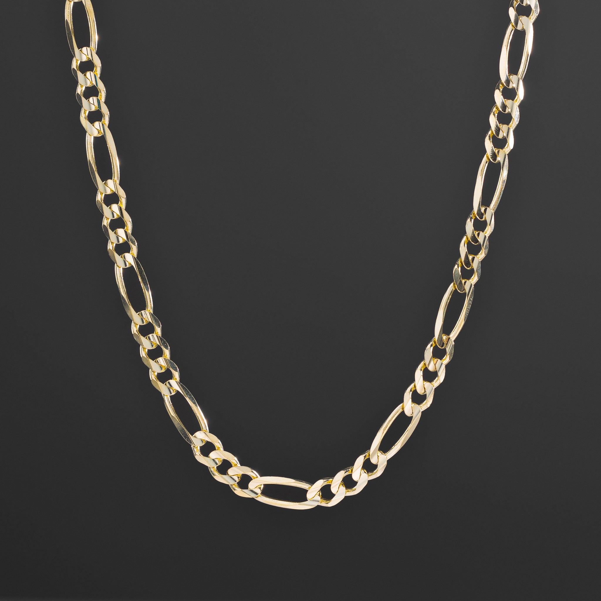14k Gold 6.9mm Concave Figaro Chain - Model CH-0289