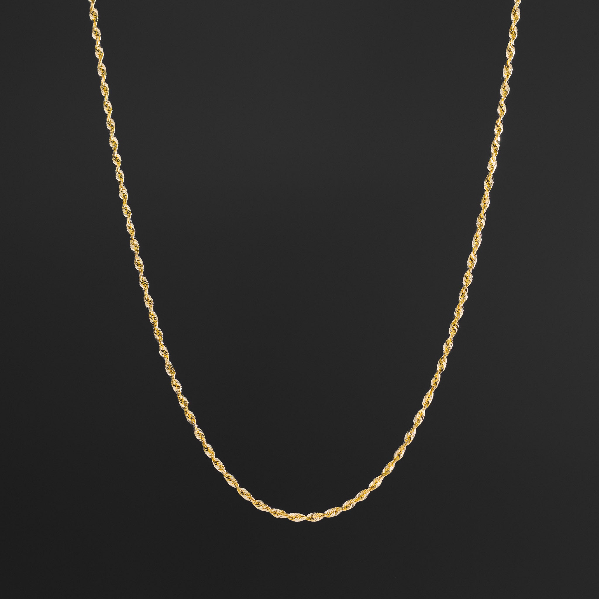 14k Gold 2.3mm Solid LightWeight Diamond-Cut Rope Chain - Model CH-0138