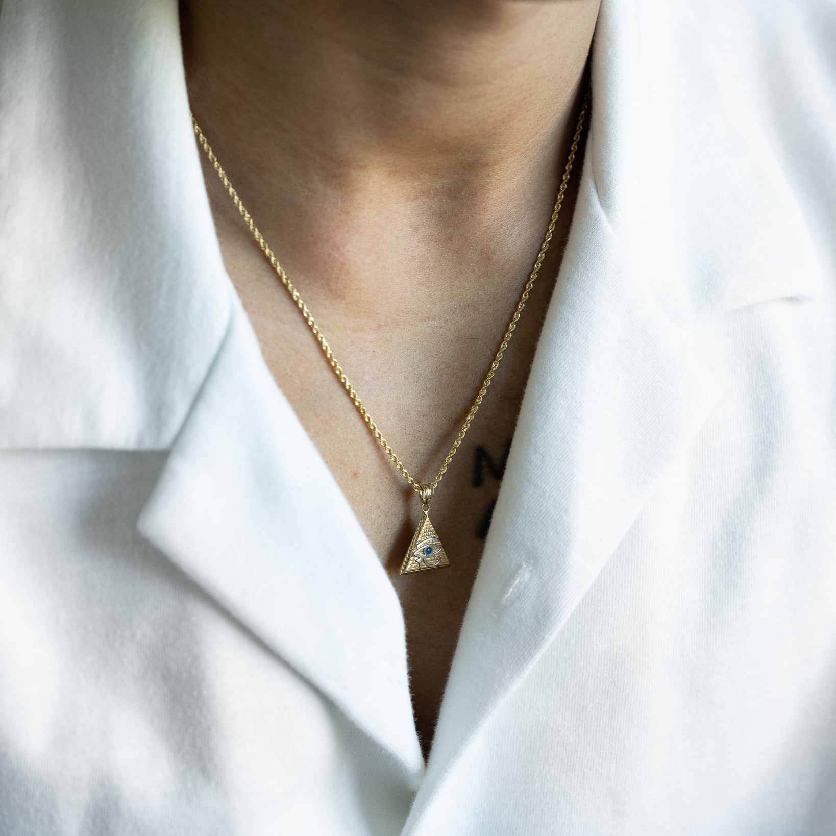 14K Gold Eye of Horus Egyptian Pyramid Pendant – Model PT2800 - Charlie & Co. Jewelry