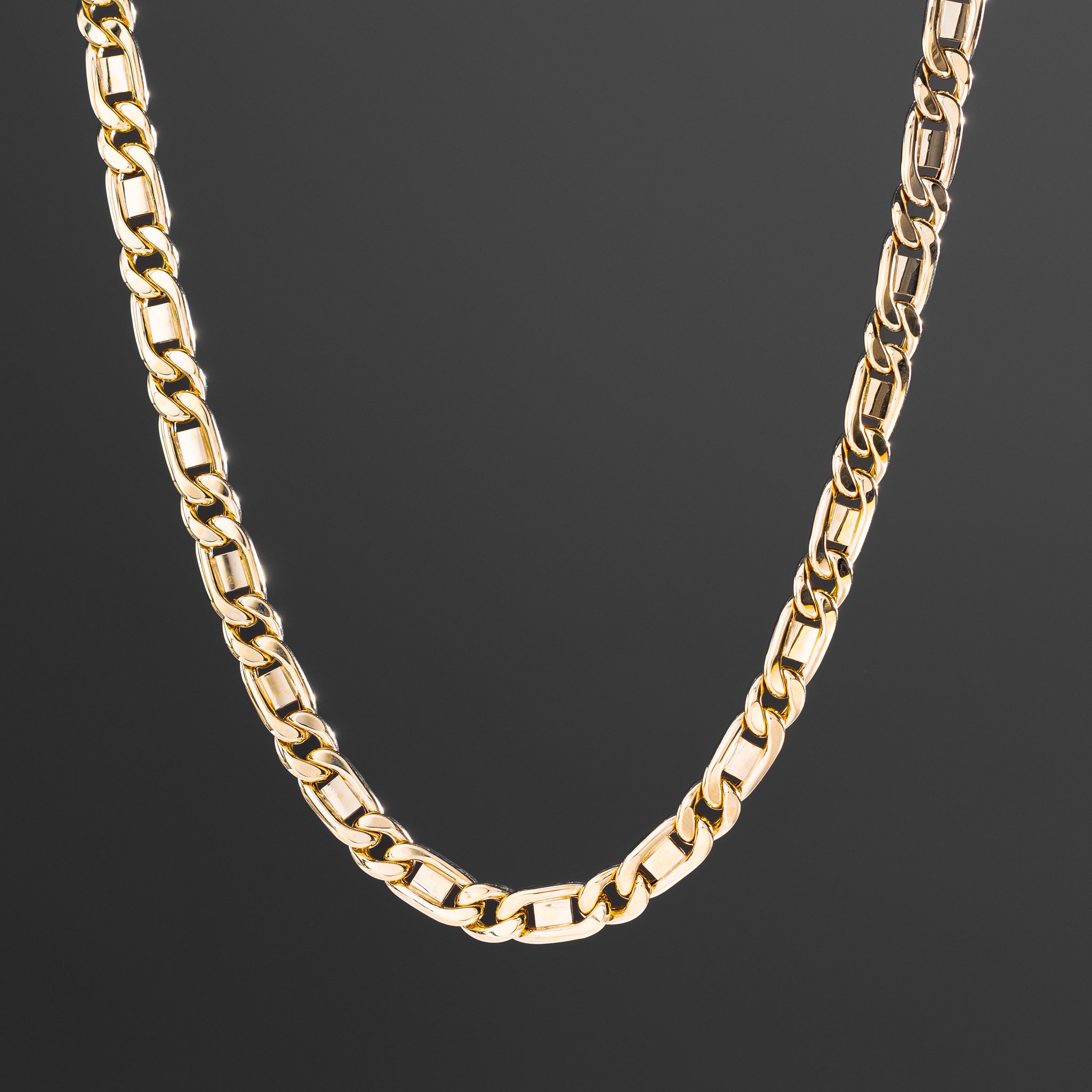 14k Gold 7.7mm Hollow Tiger Eye Chain - Model CH-0647