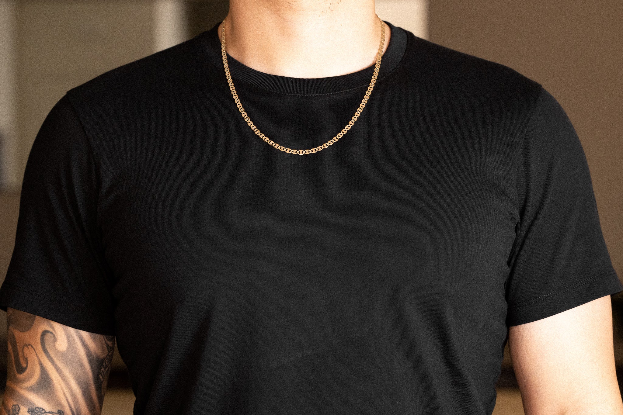 14k Gold Three-Tone 4.3mm Flat Mariner Star Diamond-Cut Chain - Model CH-0668