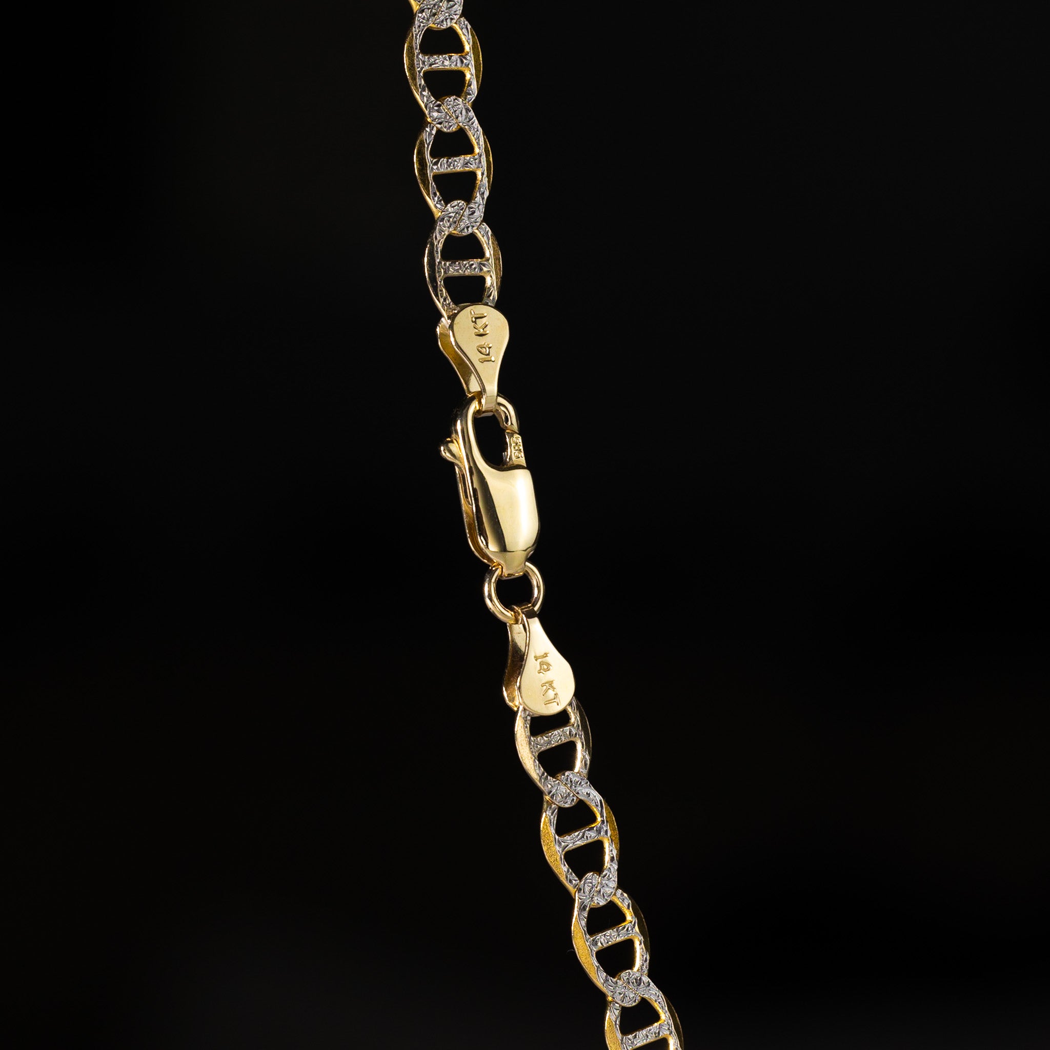 14k Gold 5.5mm Lightweight Two-Tone Flat Mariner Chain - Model CH-0337