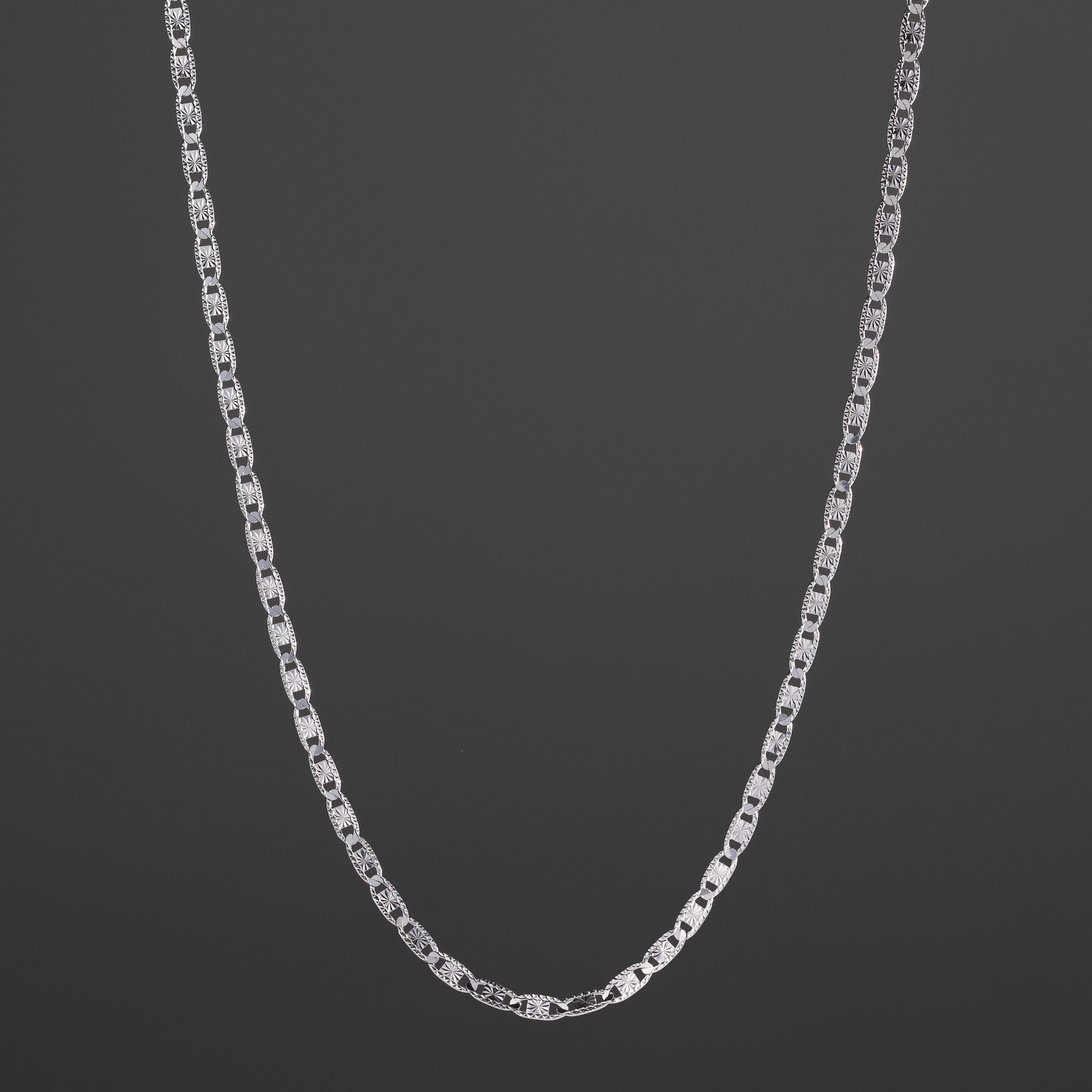14k White Gold 3.3mm Valentino Star/edge Diamond-Cut Chain - Model CH-0380