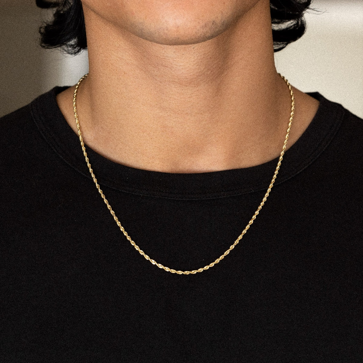 14k Gold 2.3mm Solid LightWeight Diamond-Cut Rope Chain - Model CH-0138