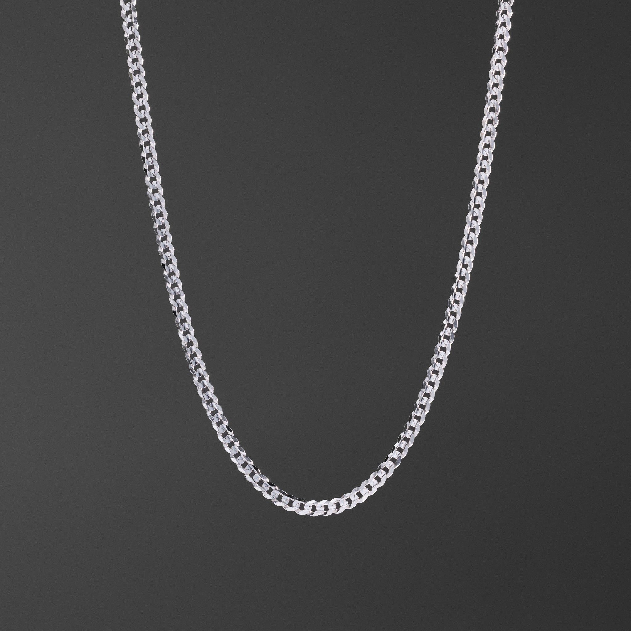 14k 4mm White Gold Concave Cuban Chain - Model CH-0349