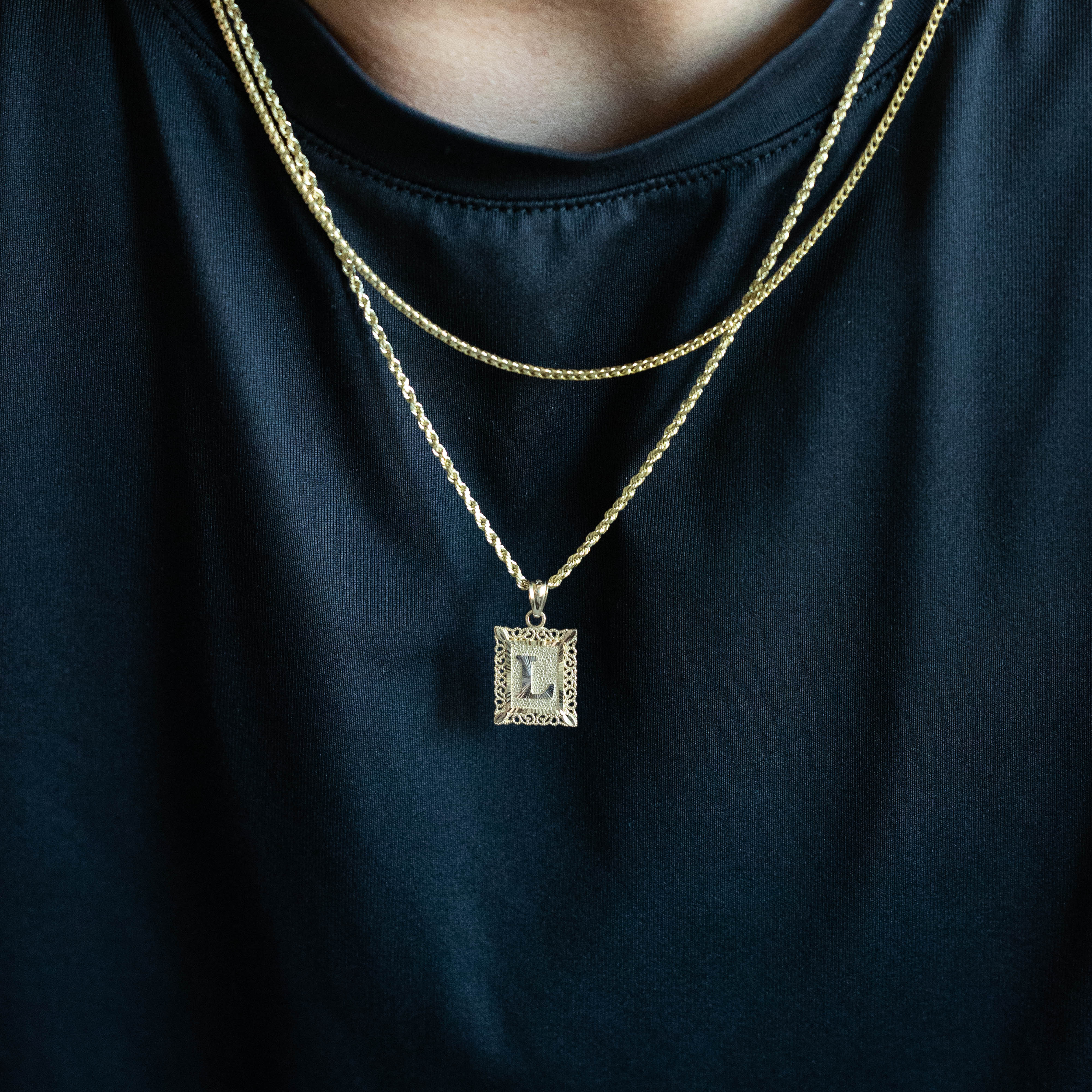 14K Gold Letter L Filigree Pendants | A-Z 14K Gold Pendants - Charlie & Co. Jewelry