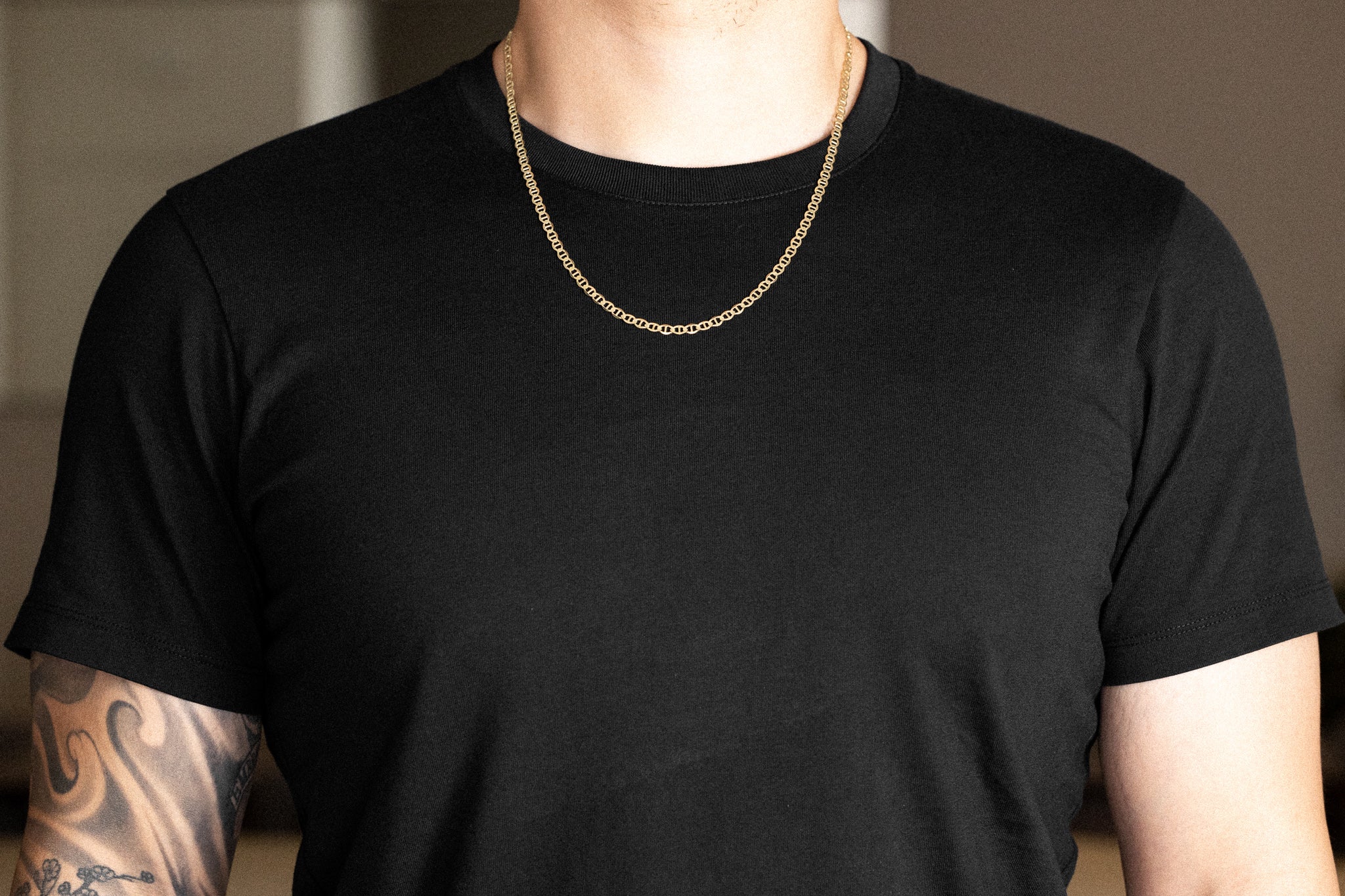 14k Gold 4.4mm Lightweight Flat Mariner Chain - Model CH-0331