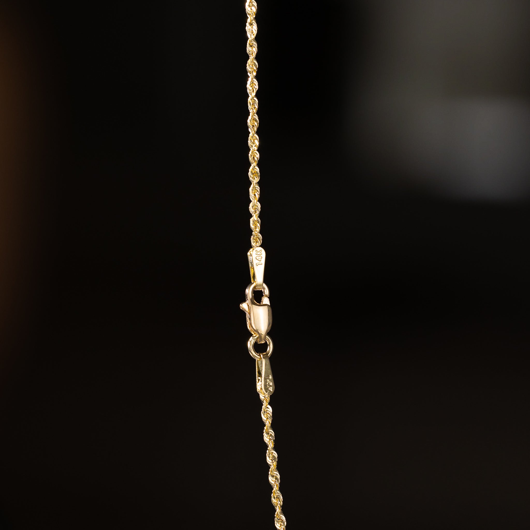 14k Gold 1.5mm Solid Lightweight Diamond-Cut Rope Chain - Model CH-0140