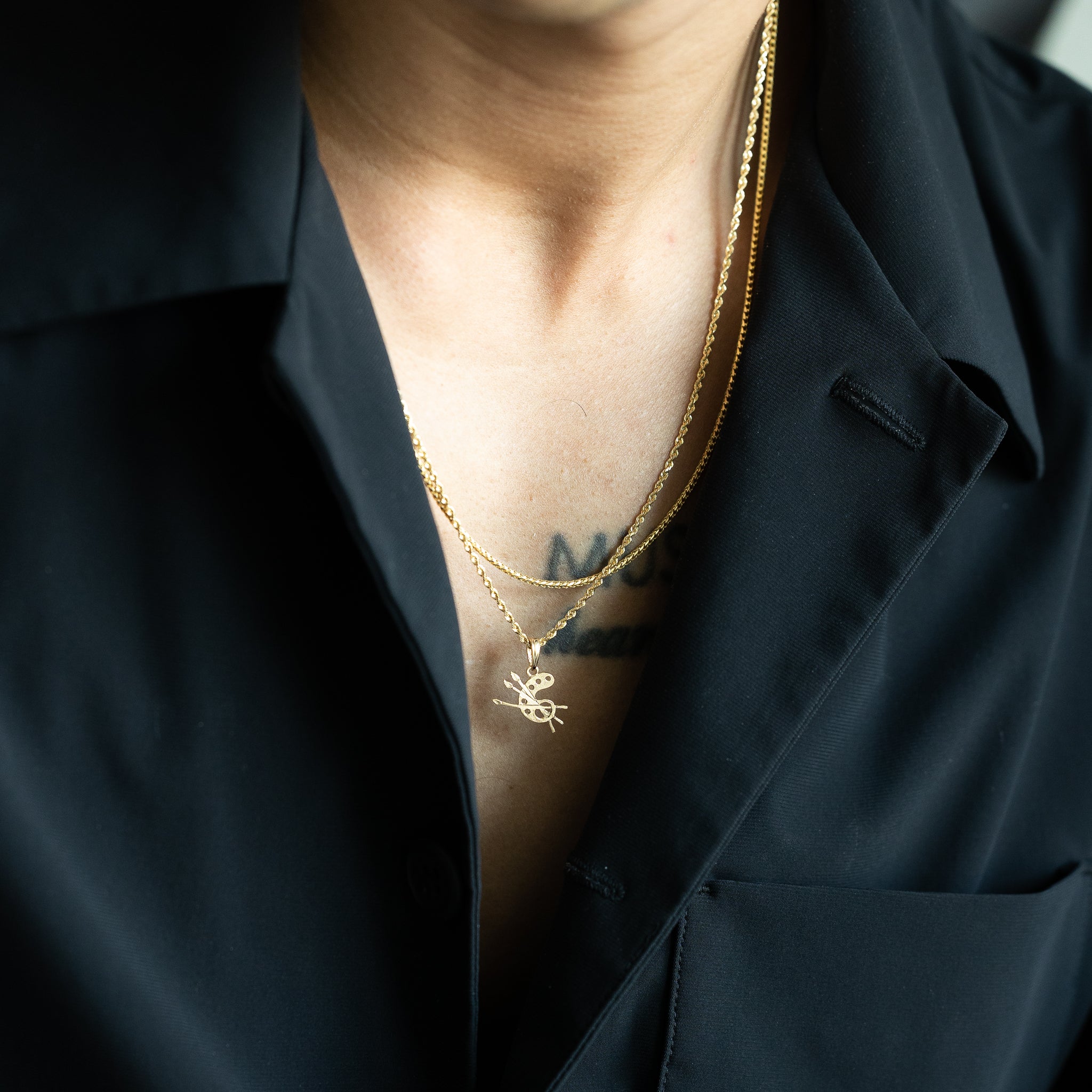 14K Gold Small Paint Palette Pendant
