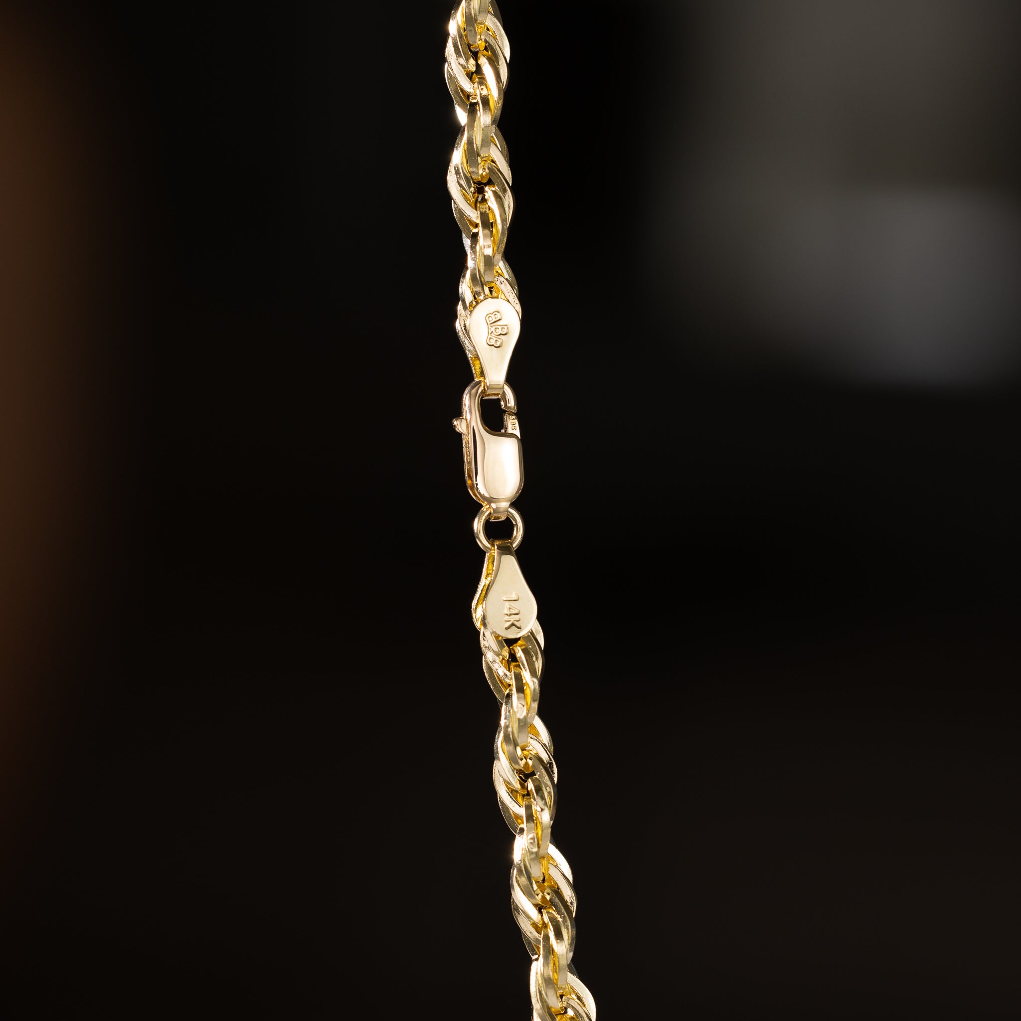 14k Gold 5mm Hollow Diamond-Cut Rope Chain - Model CH-0146