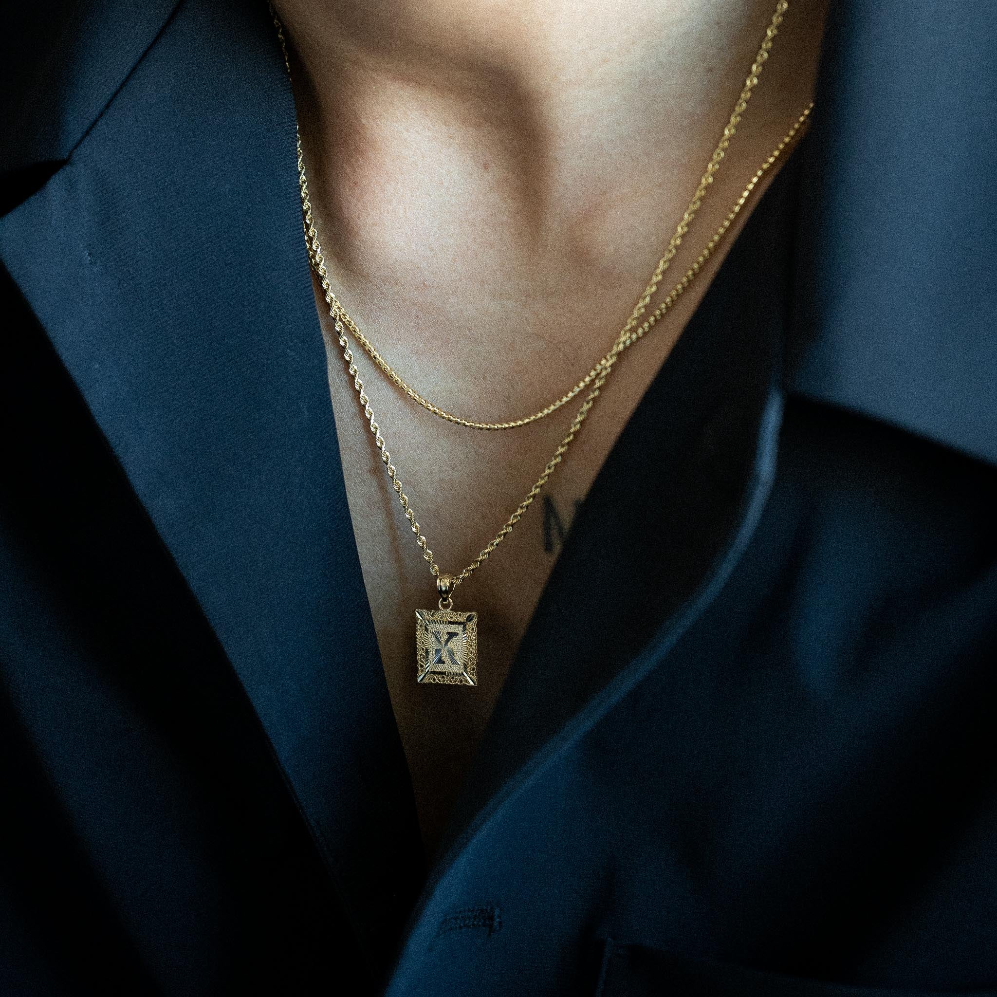 14K Gold Letter K Filigree Pendants | A-Z 14K Gold Pendants - Charlie & Co. Jewelry