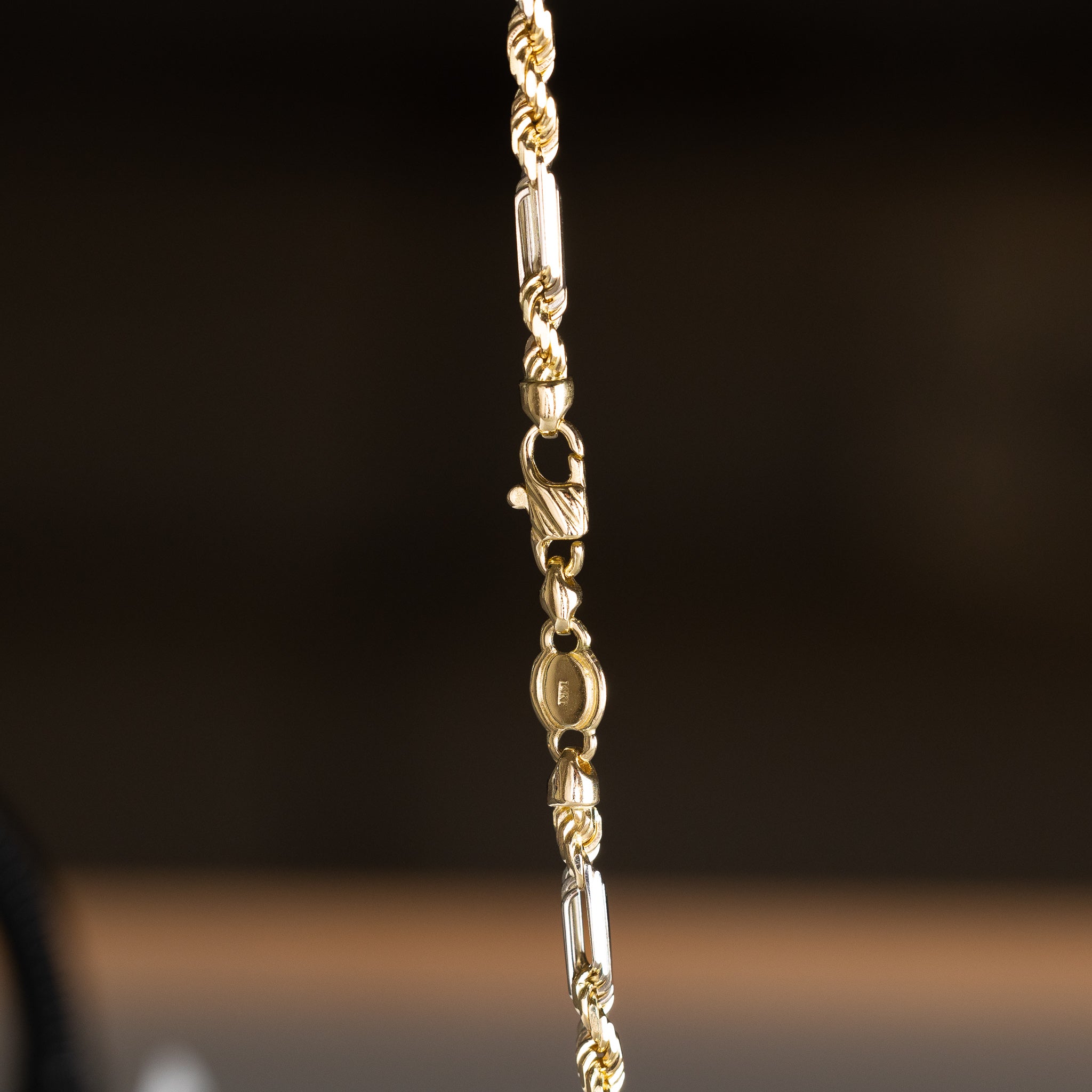 14k Gold 3.5mm Two-Tone Figarope Chain - Model CH-0397
