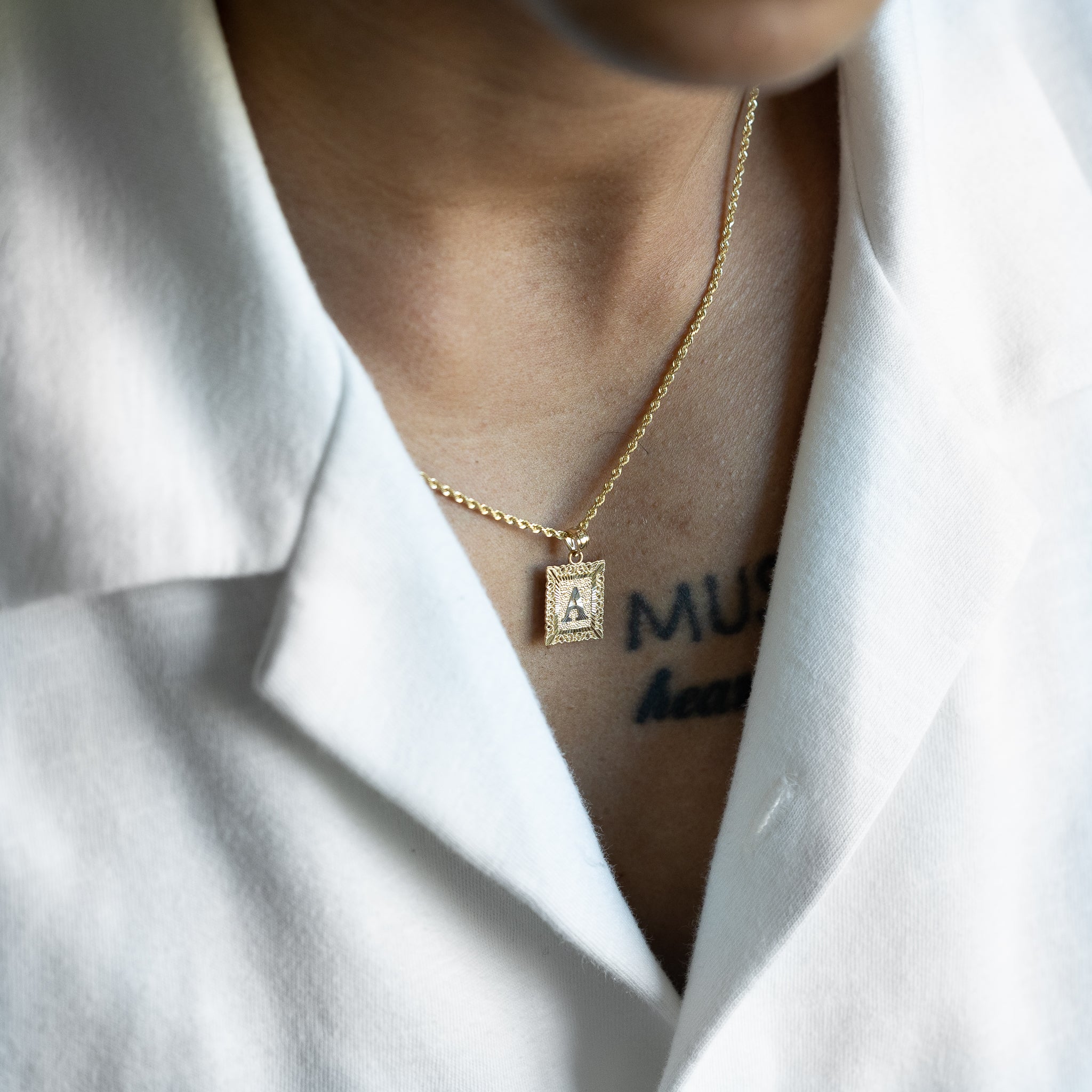 14K Gold Letter A Filigree Pendants | A-Z 14K Gold Pendants