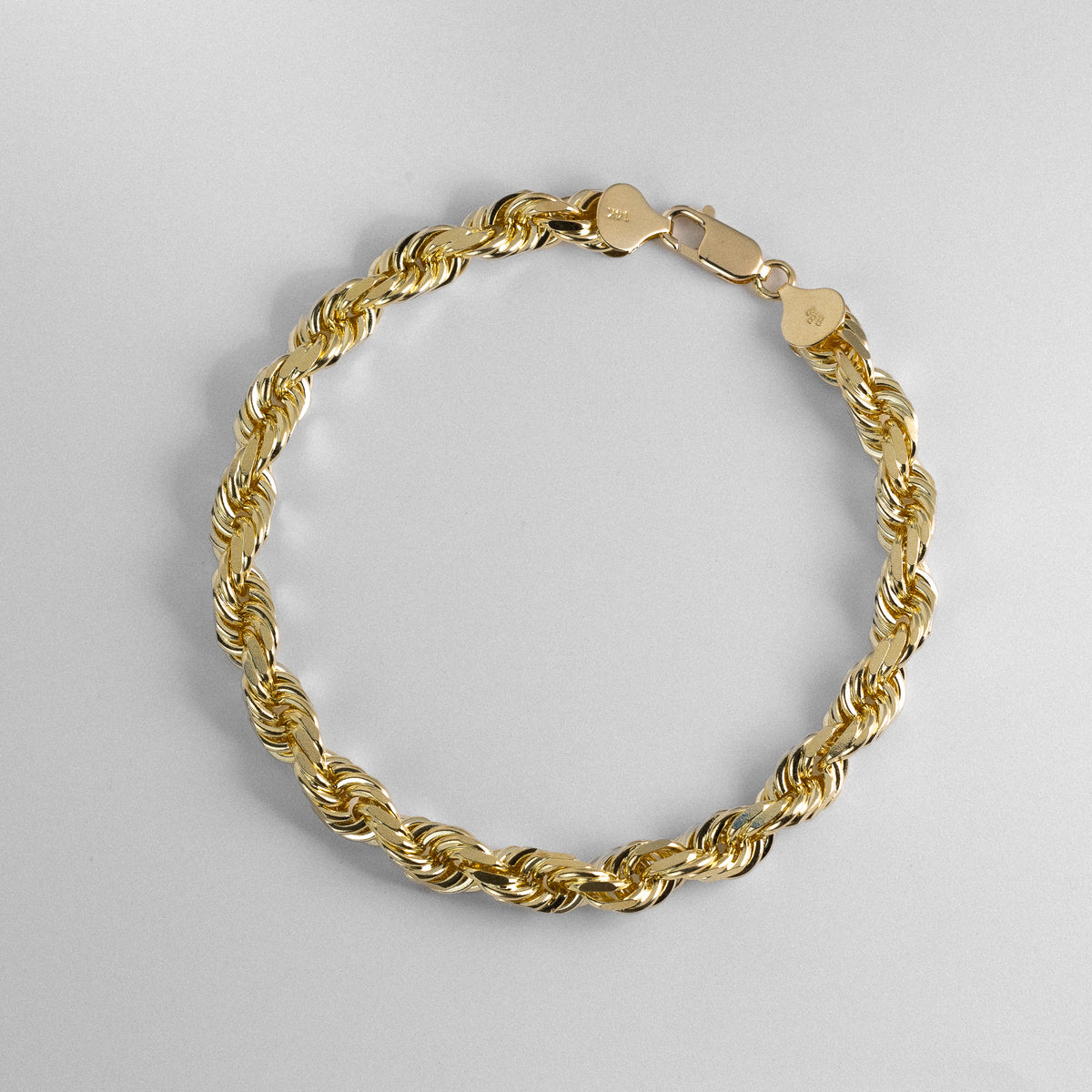 14k Gold Solid 7.8mm Rope Chain Bracelet 9 Inch - Model CH-0582 - Charlie & Co. Jewelry