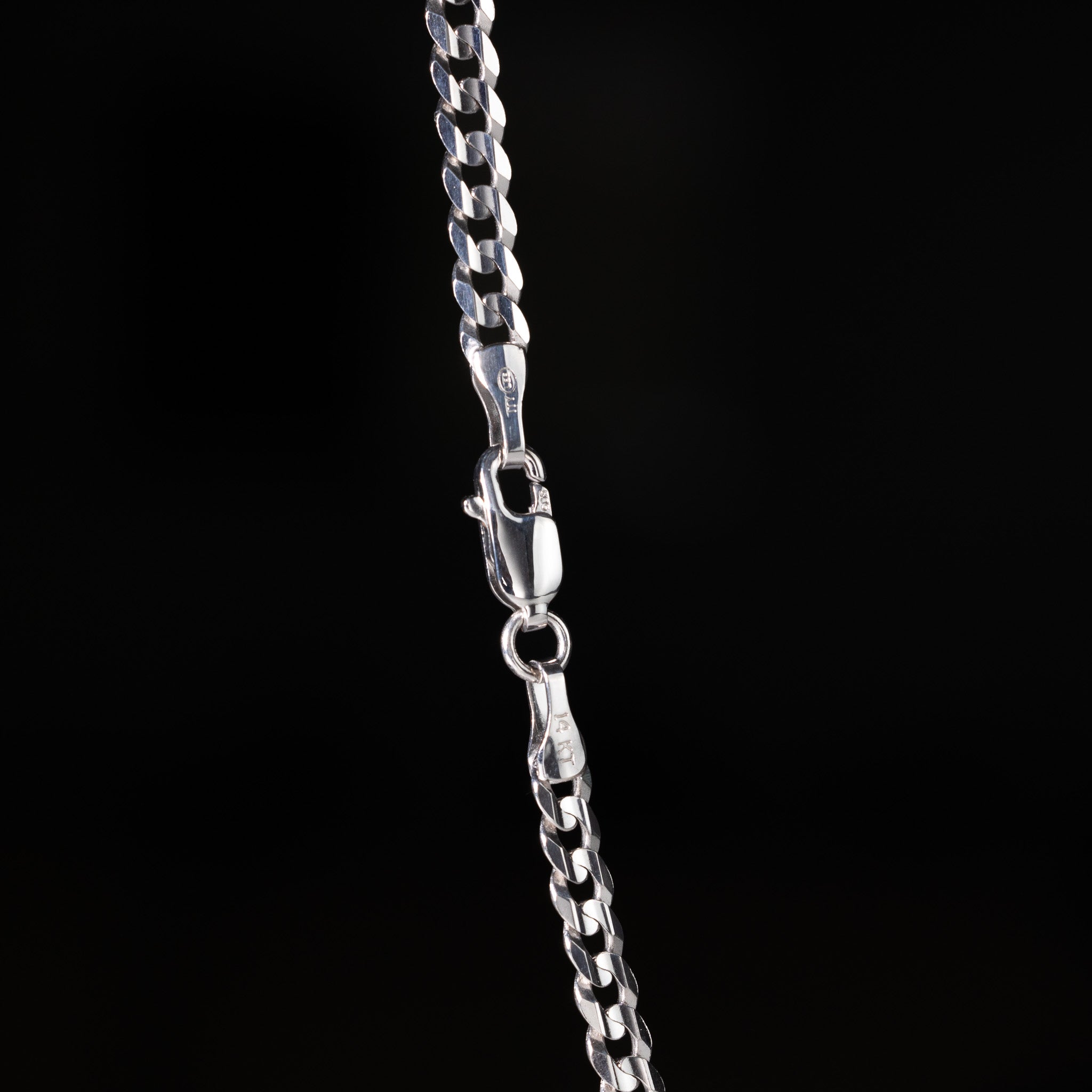 14k 4mm White Gold Concave Cuban Chain - Model CH-0349