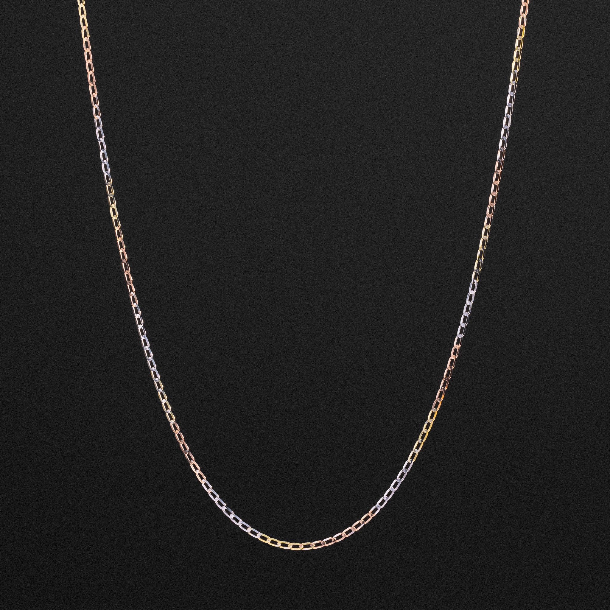 14K Gold 1.7mm Tri Colors Solid Figaro Link Chain - Model 0489