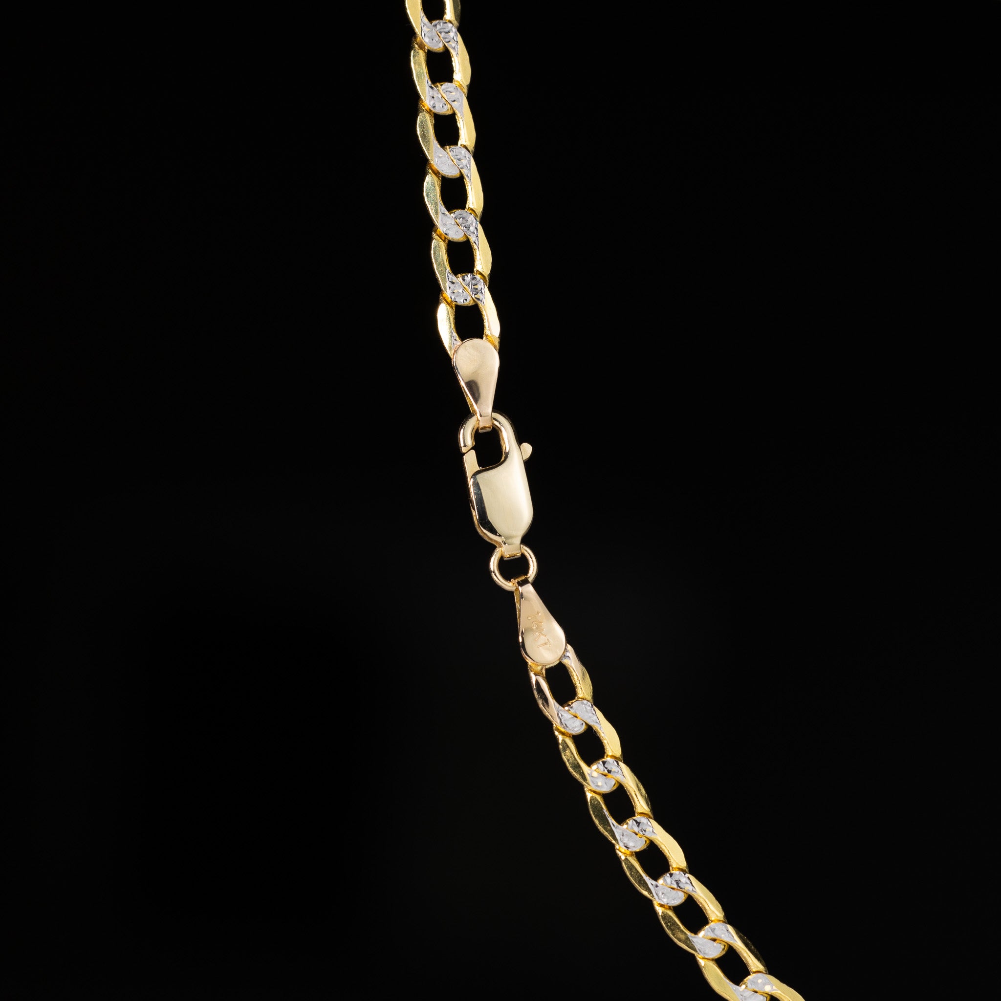 14k Gold 4.2mm Two-Tone Hollow Curb Chain - Model CH-0169