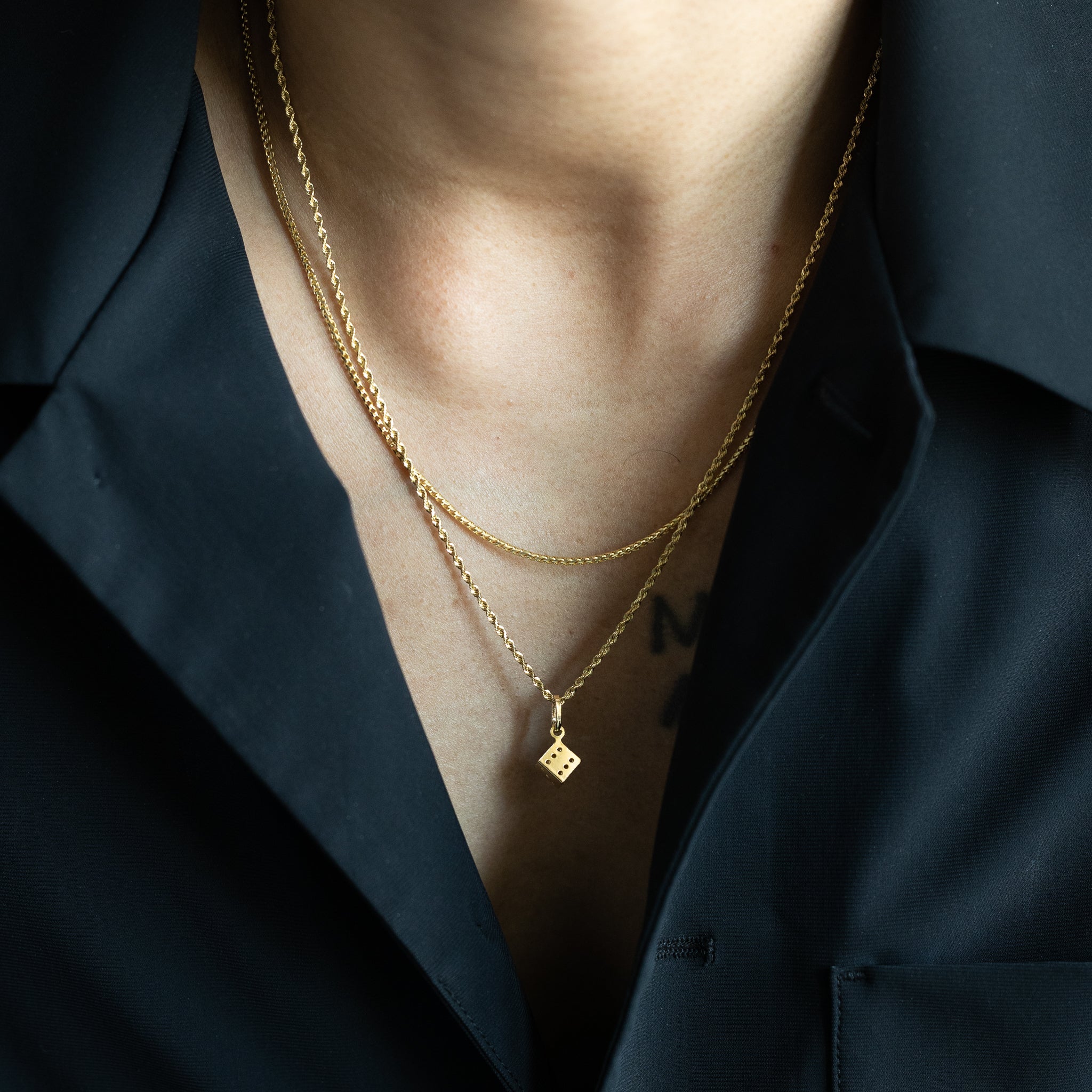 14K Gold 3D Dice Pendant - Model 461