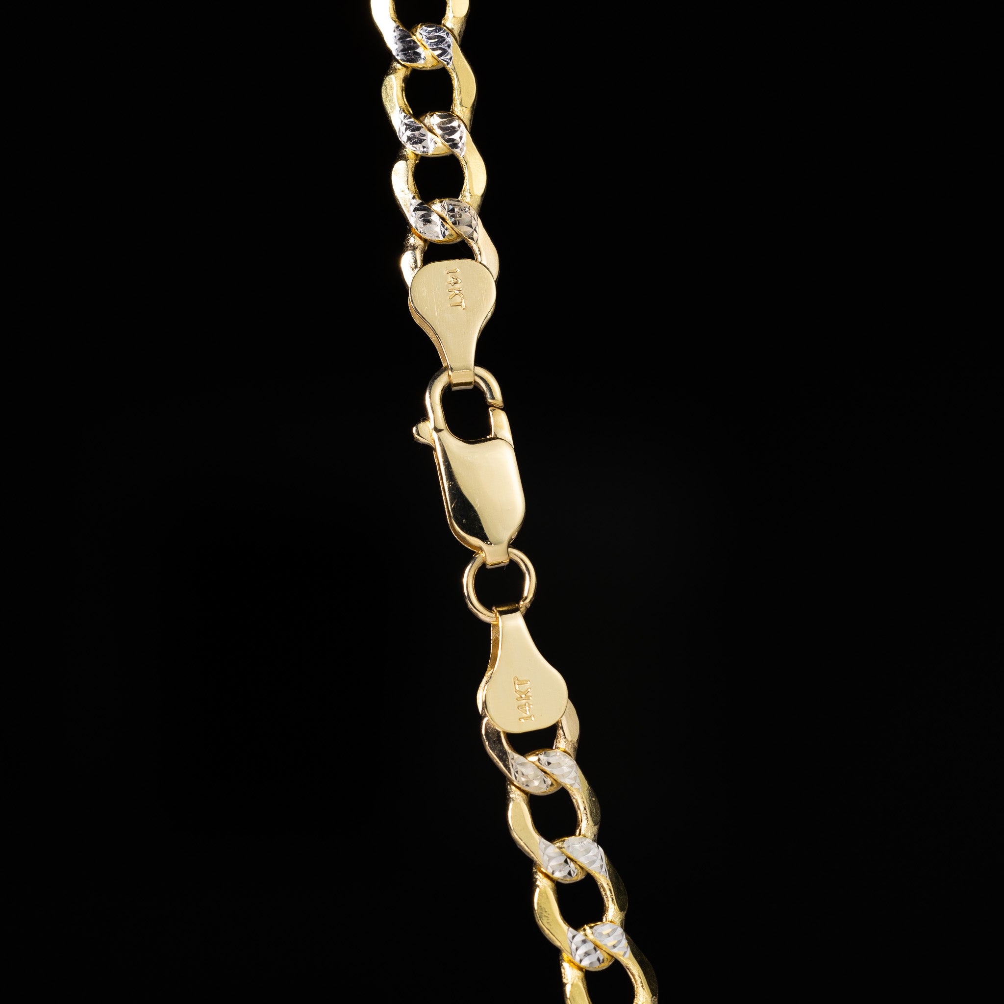 14k Gold 6.6mm Two-Tone Hollow Cuban Bevelled Chain - Model CH-0429