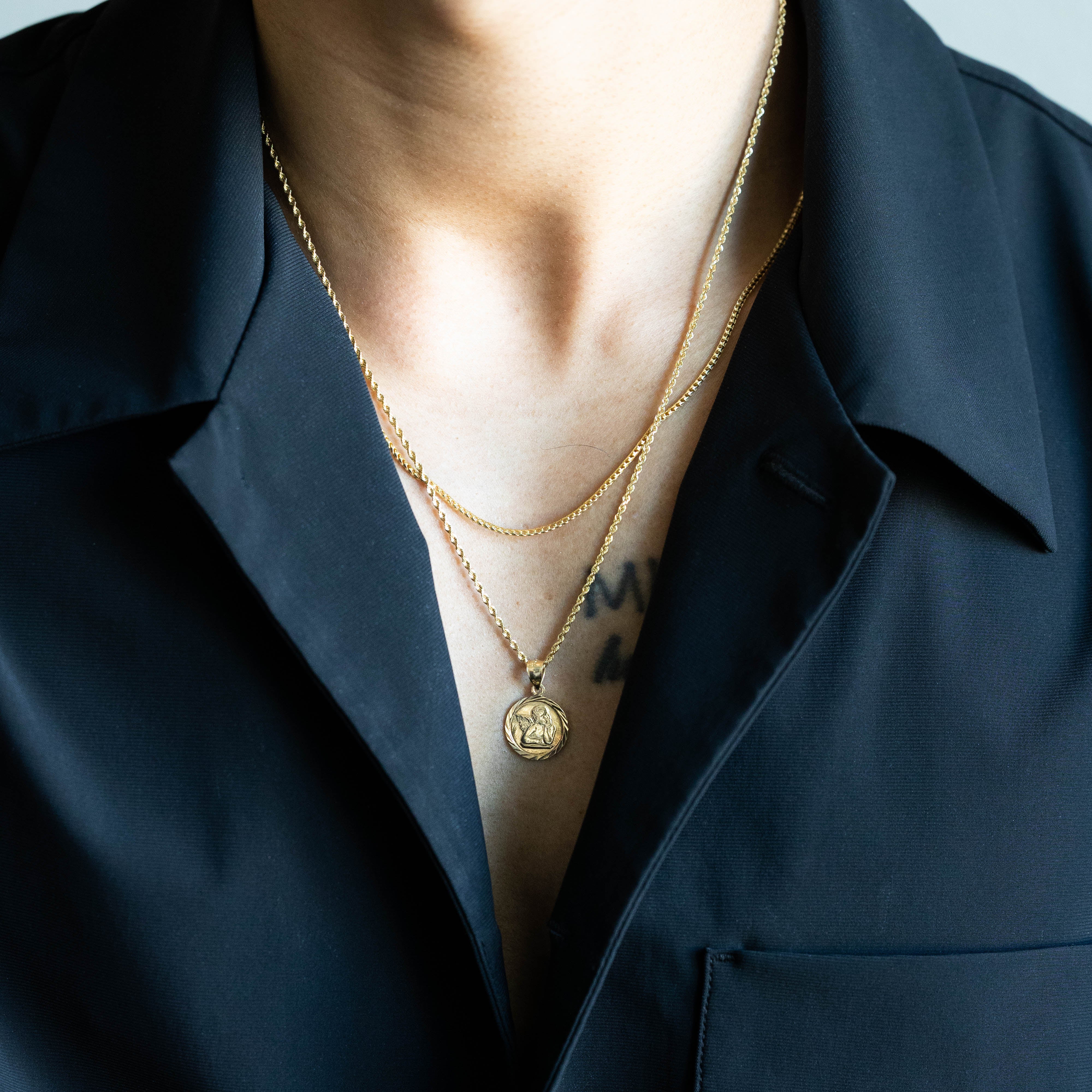 14K Gold Religious Angel Pendant - Model 1493