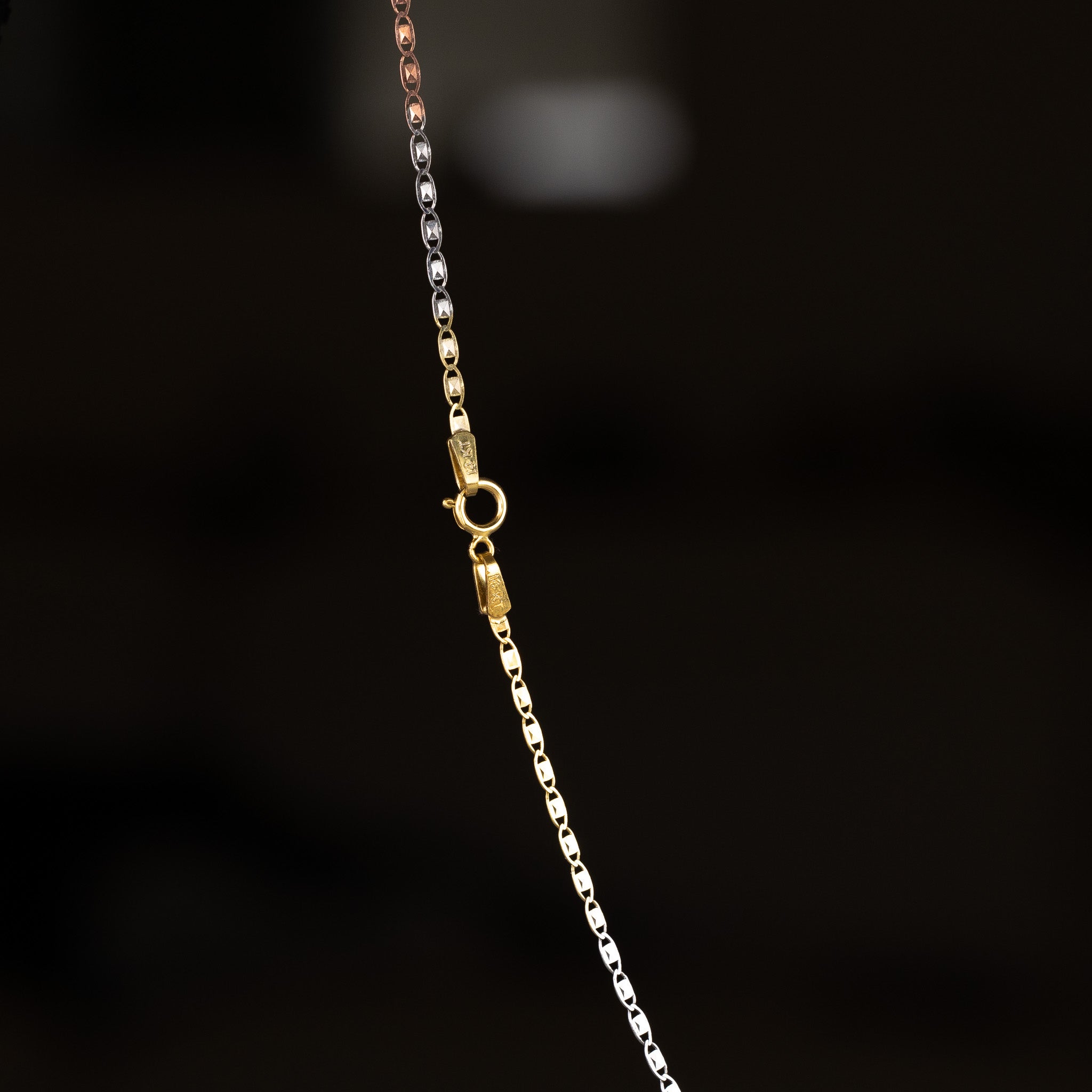 14K Gold 1.6mm Tri Colors Solid Valentino Chain - Model 0488