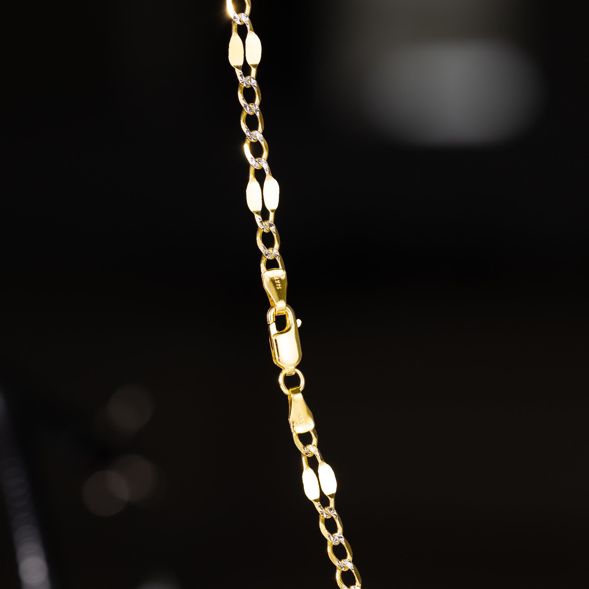 14k Gold 4.8mm Two-Tone Stamped Figaro Chain - Model CH-0131