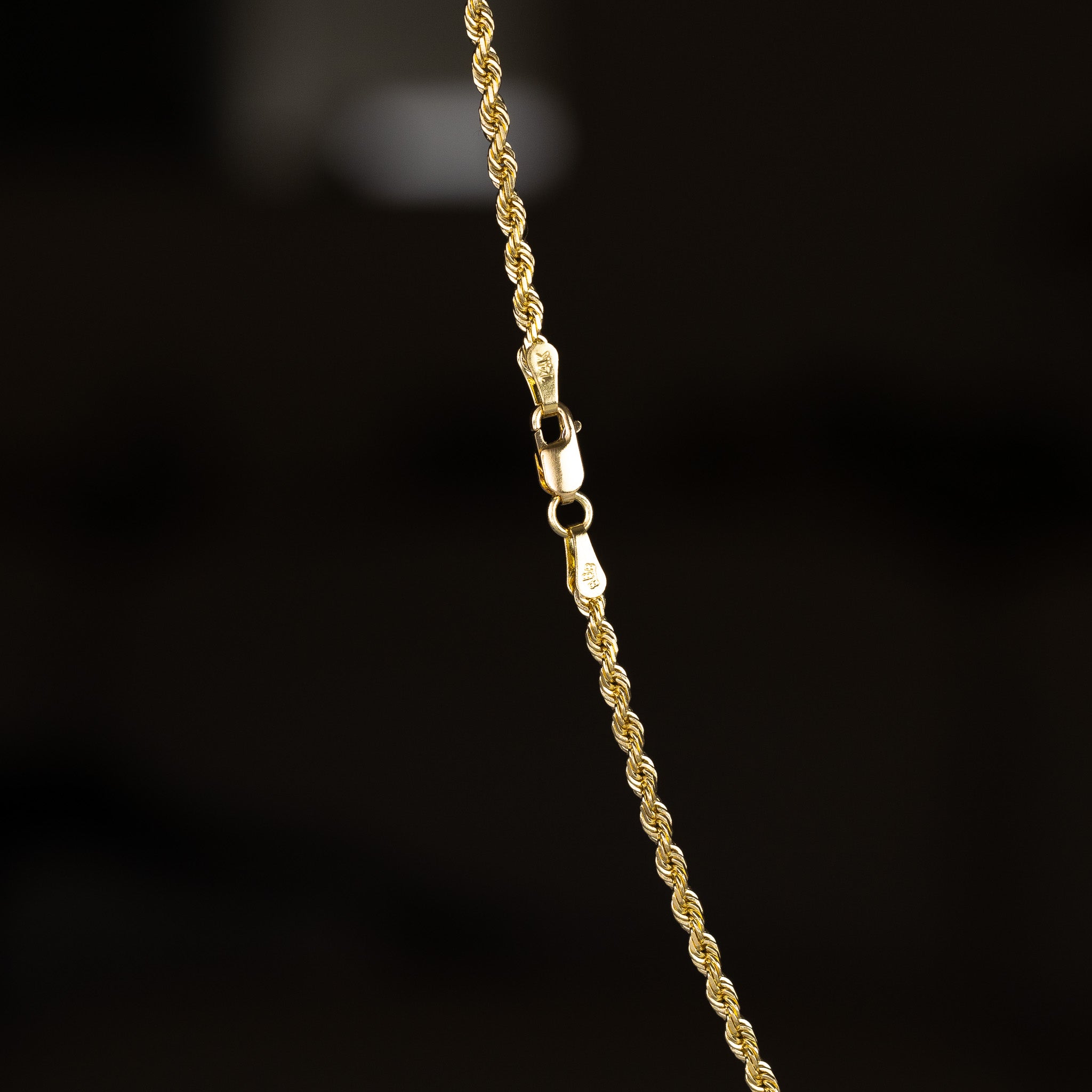 14K Gold 2.5mm Solid Diamond-Cut Classic Rope Chain Model CH-0388