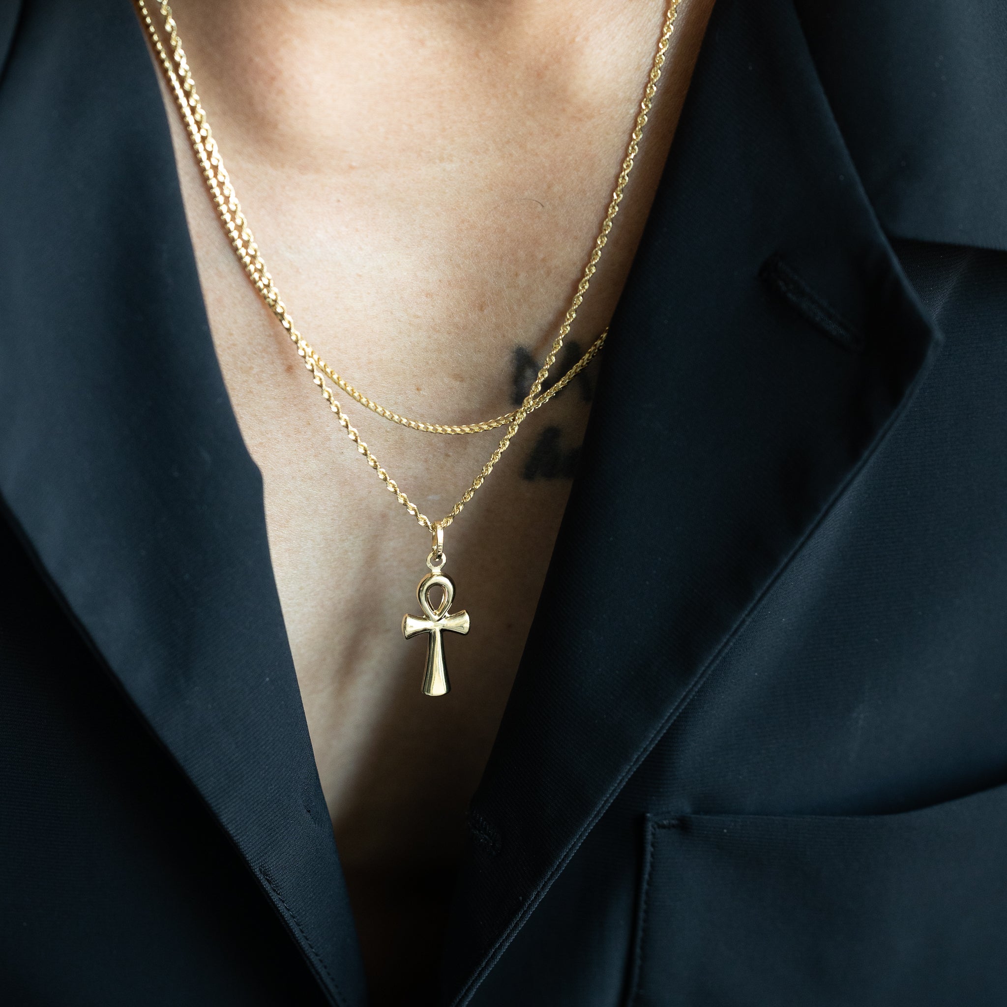 14K Gold Medium Ankh Cross Religious Pendant - Model 137