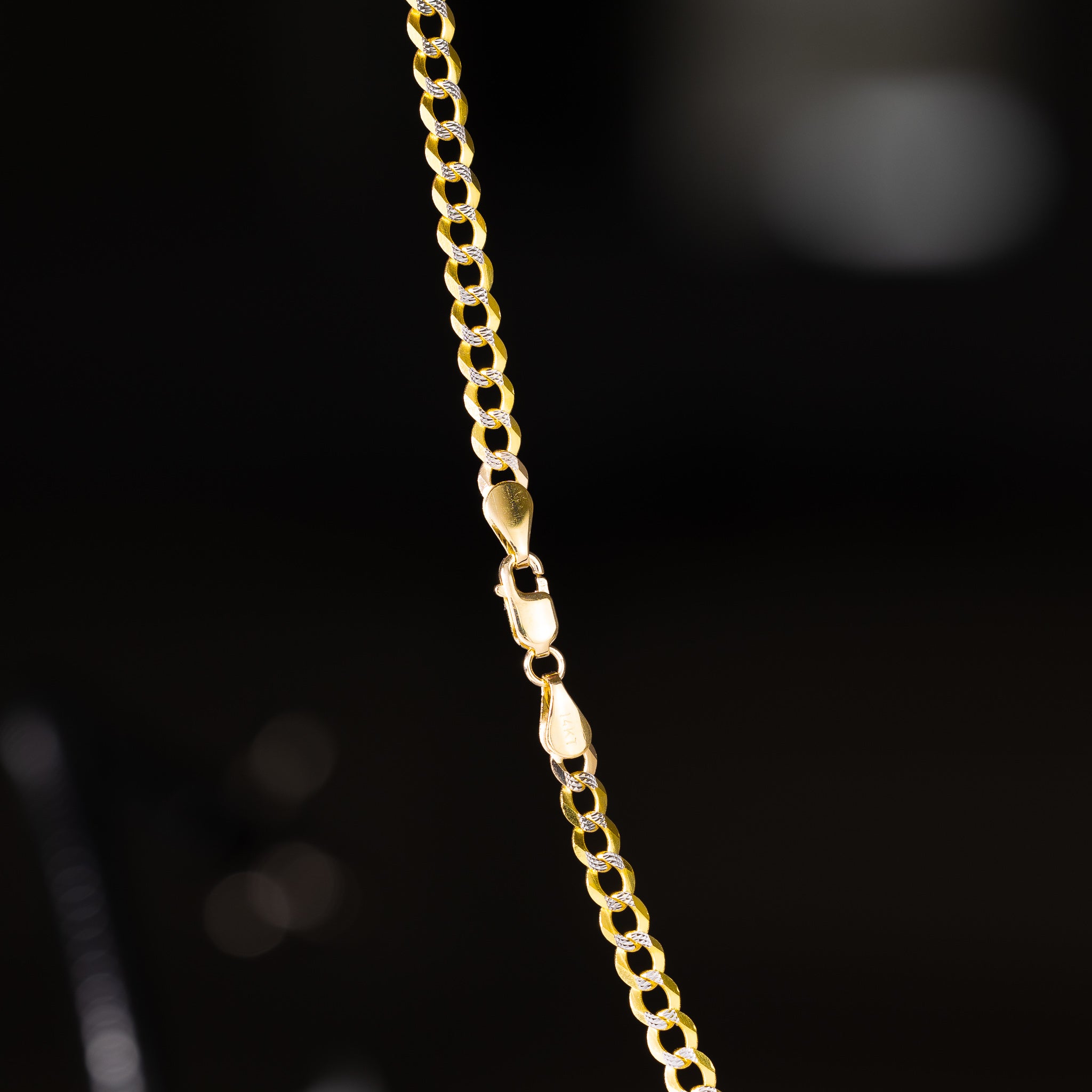14k Gold 3.6mm Two-Tone Concave Curb Chain - Model CH-0127