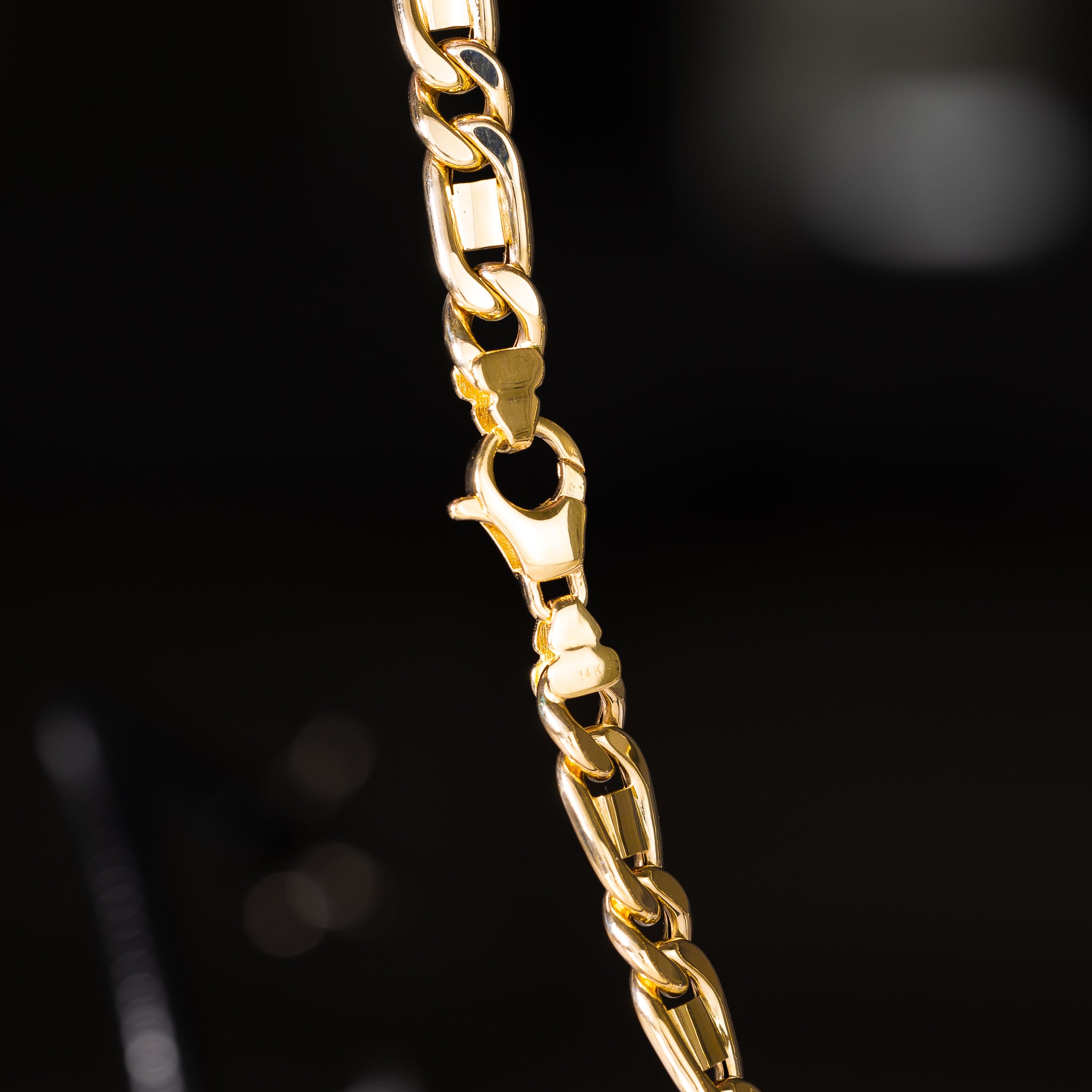 14k Gold 7.7mm Hollow Tiger Eye Chain - Model CH-0647