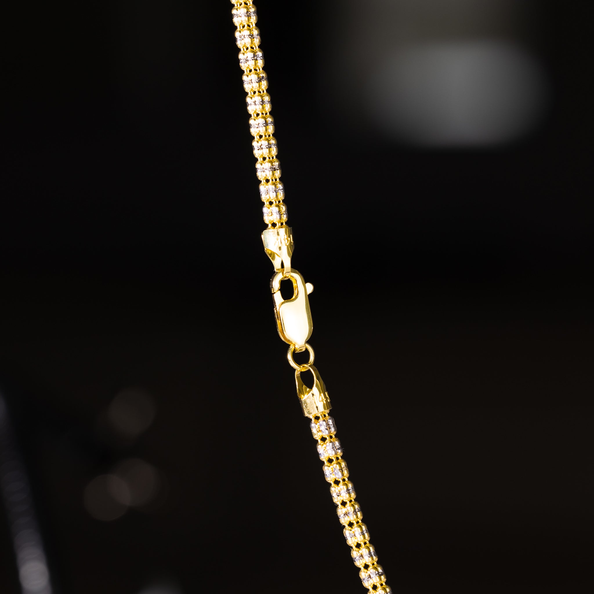 14k Gold Two-Tone Diamond-Cut Ice Chain - Model CH-0618