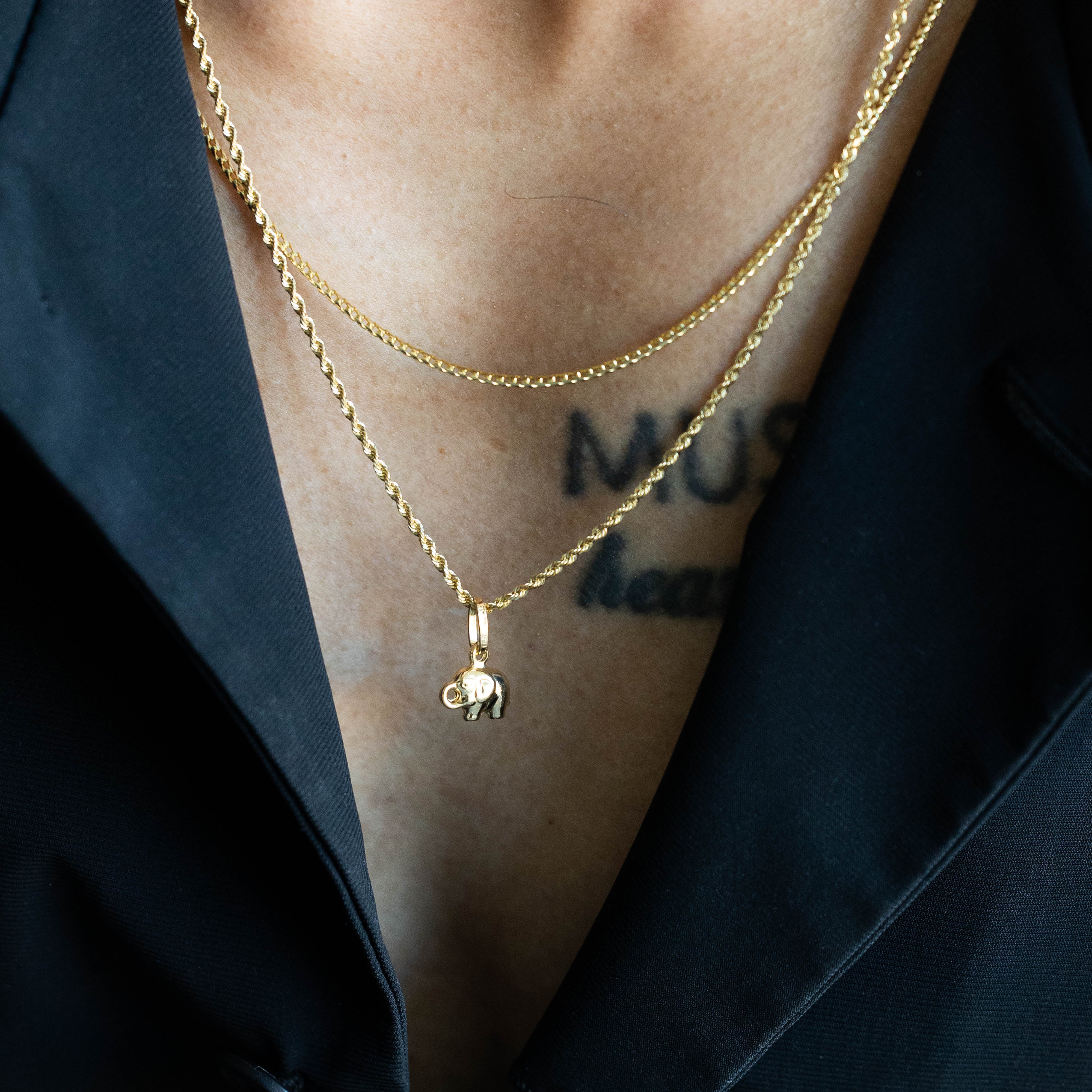 14K Gold Tiny Elephant Charm - Model 493 - Charlie & Co. Jewelry