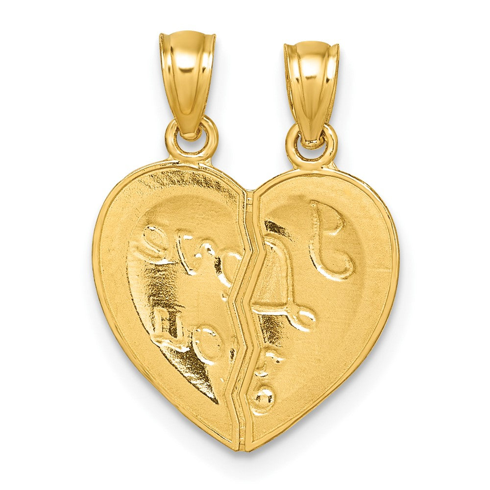 Charlie & Co Jewelry | 14k Polished Diamond-cut I Love You 2-piece Break Apart Heart Pendant - Model K10007
