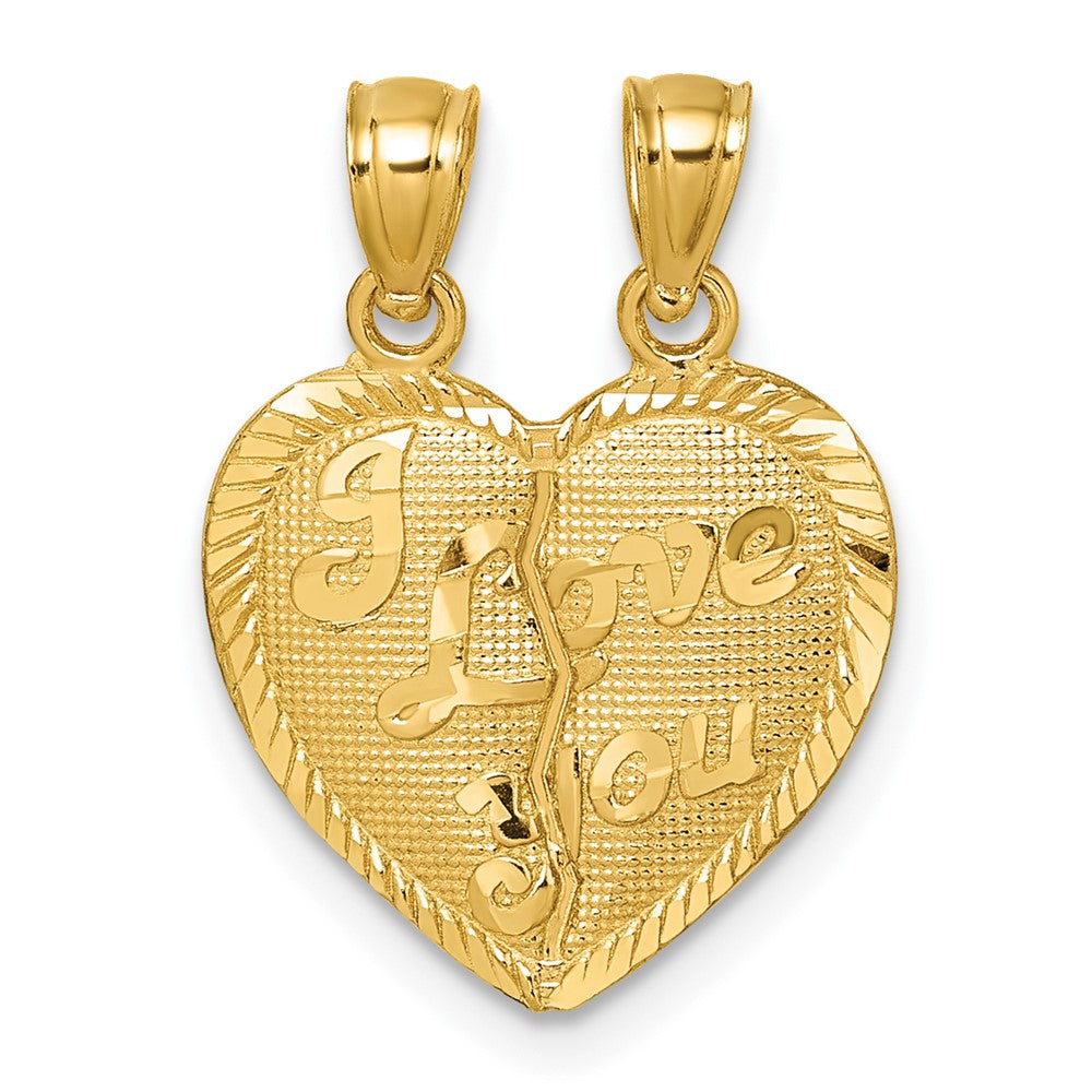 Charlie & Co Jewelry | 14k Polished Diamond-cut I Love You 2-piece Break Apart Heart Pendant - Model K10007