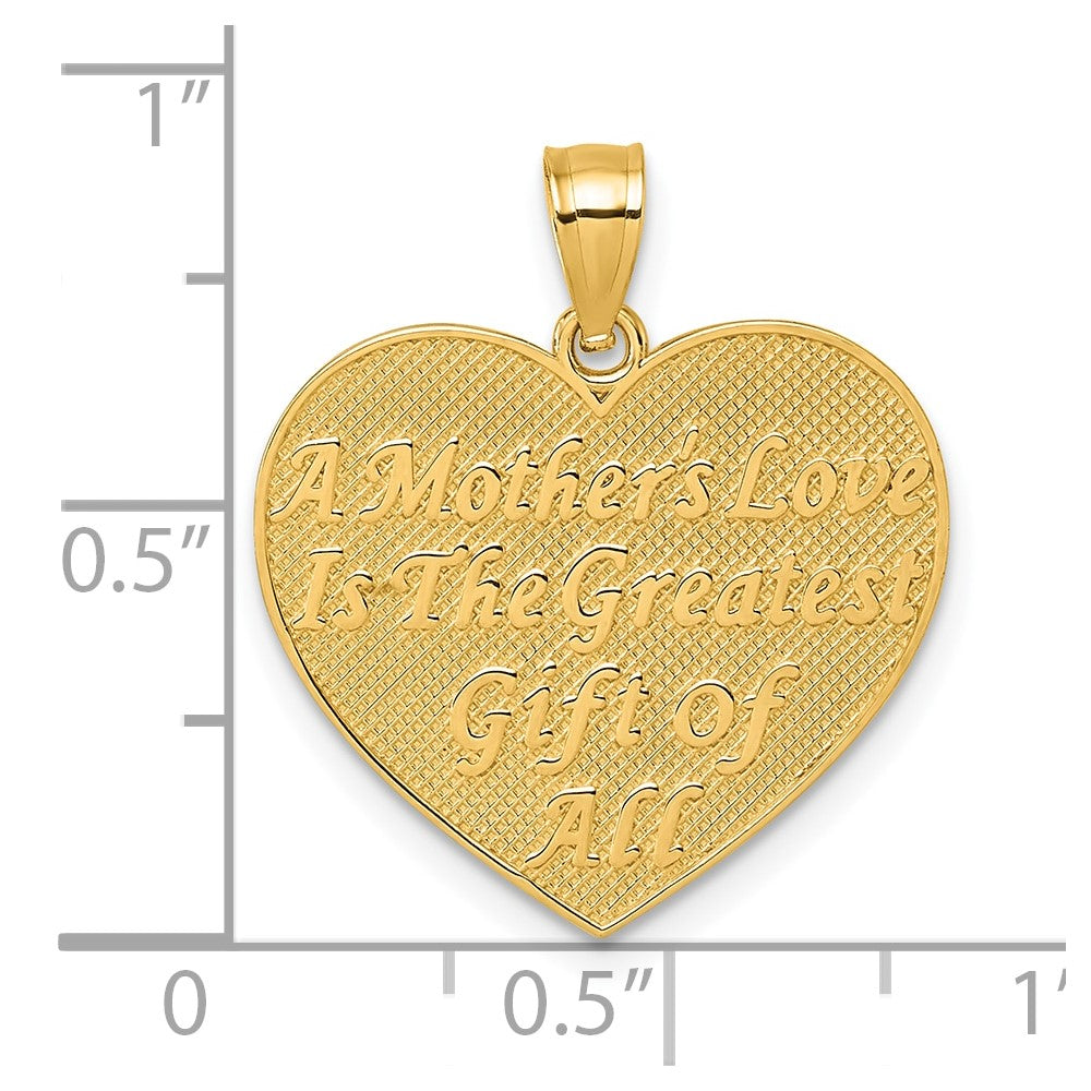 Charlie & Co Jewelry | 14k Polished And Textured Roses -A Mother's Love Is The Greatest Gift Of All- Heart Pendant - Model K10010