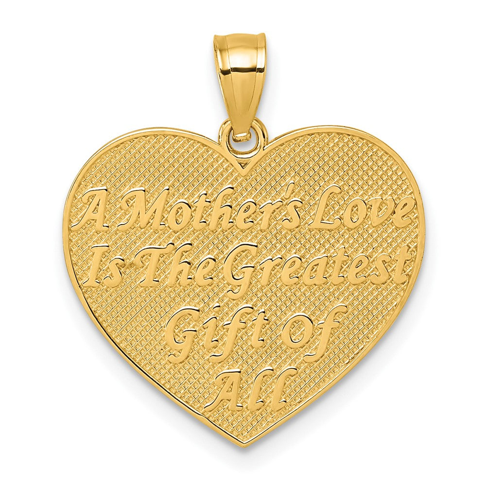 Charlie & Co Jewelry | 14k Polished And Textured Roses -A Mother's Love Is The Greatest Gift Of All- Heart Pendant - Model K10010