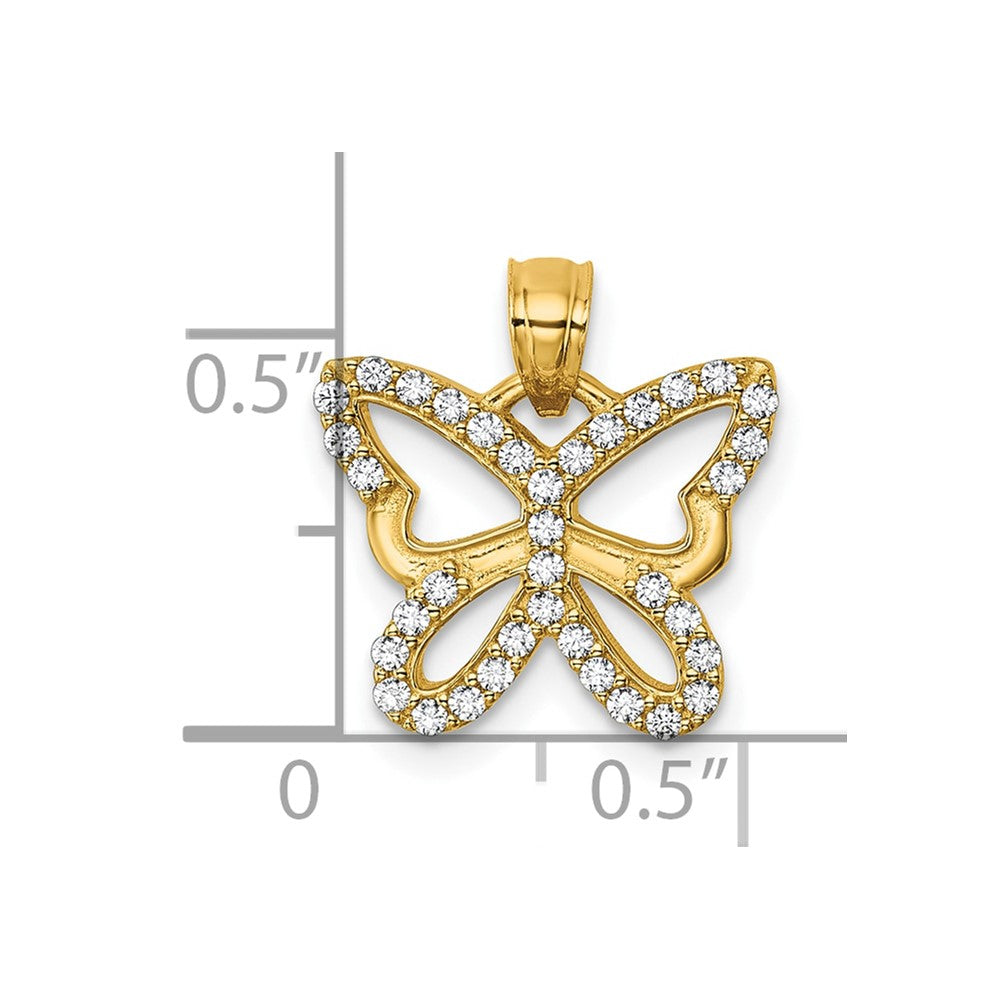 Charlie & Co Jewelry | 14k Polished Cz Cut Out Wing Butterfly Pendant - Model K10024