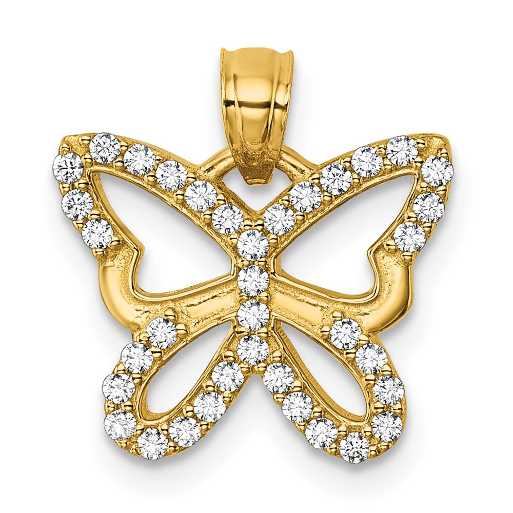 Charlie & Co Jewelry | 14k Polished Cz Cut Out Wing Butterfly Pendant - Model K10024