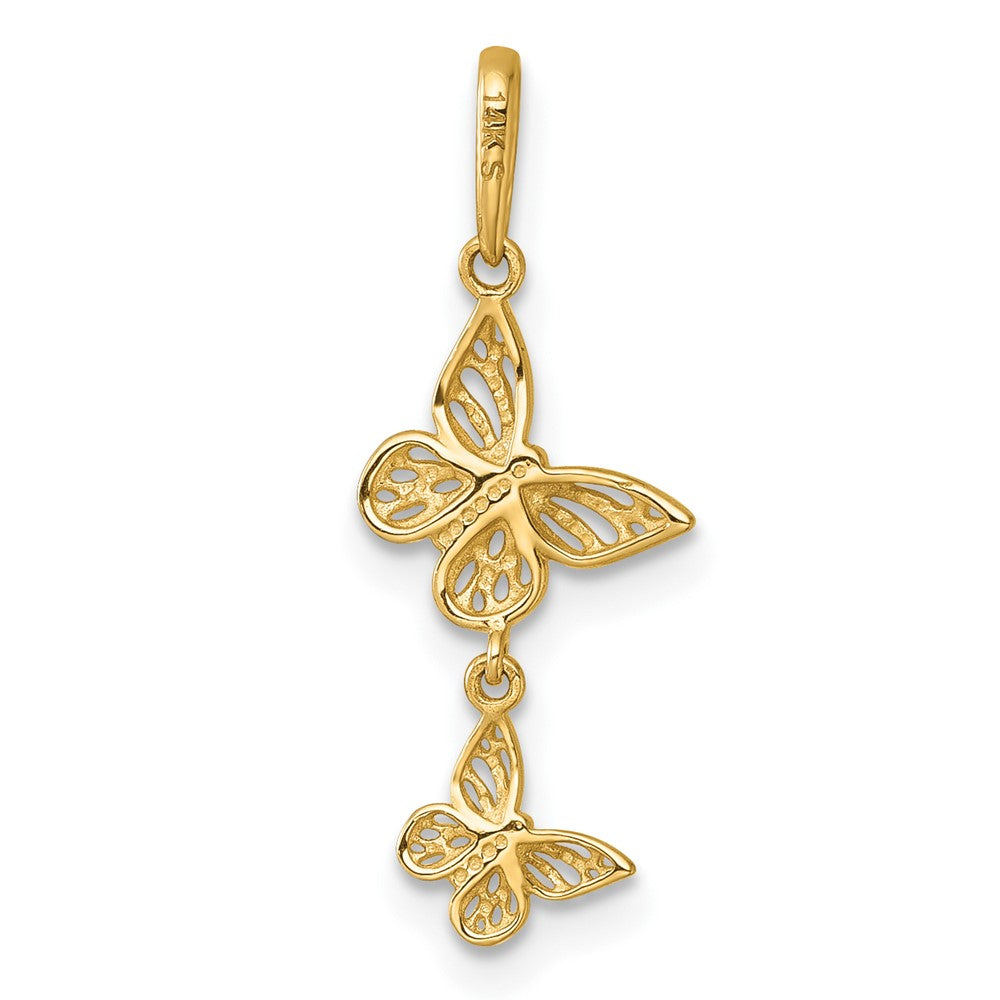 Charlie & Co Jewelry | 14k Polished Double Butterfly Dangle Charm Pendant - Model K10028