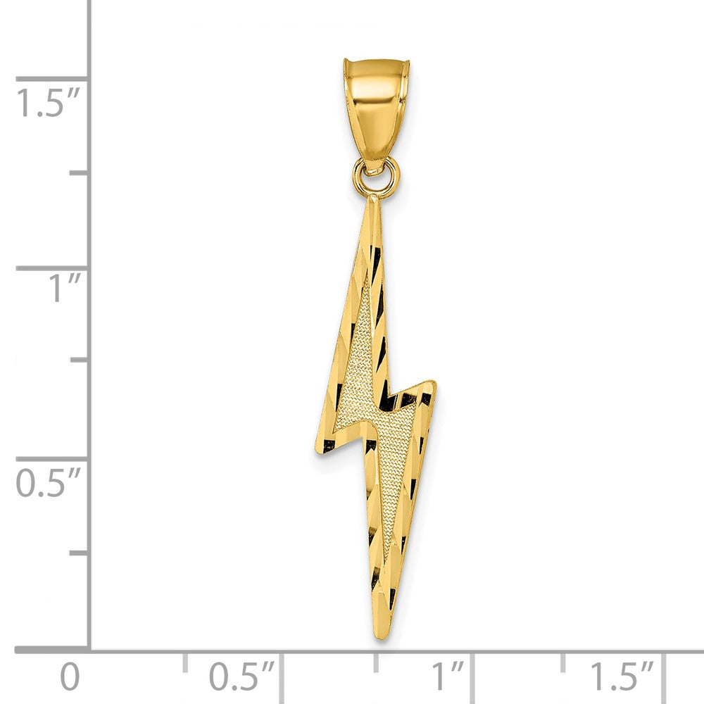 Charlie & Co Jewelry | 14k Polished Diamond-cut Textured Lighting Bolt Pendant - Model K10035