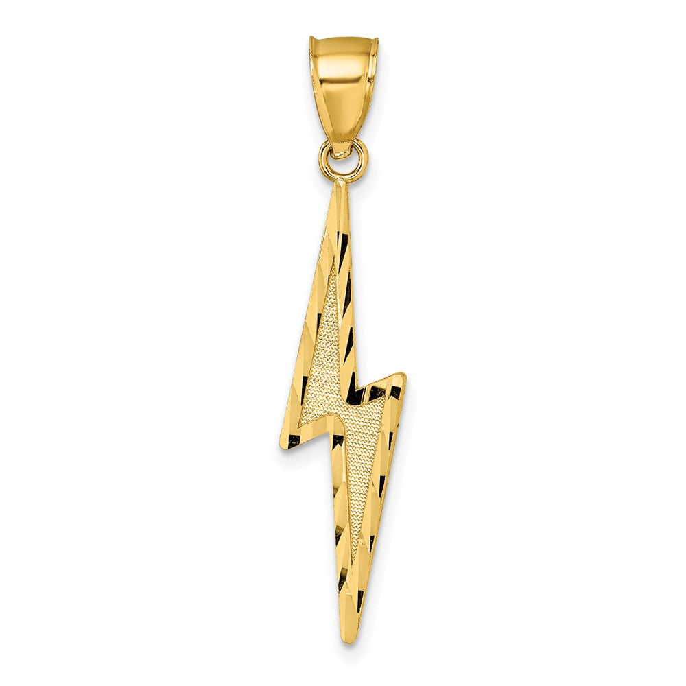 Charlie & Co Jewelry | 14k Polished Diamond-cut Textured Lighting Bolt Pendant - Model K10035