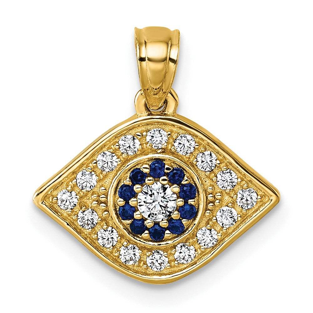 Charlie & Co Jewelry | 14k Polished Lab Created Blue Spinel And Cz Evil Eye Charm Pendant - Model K10043