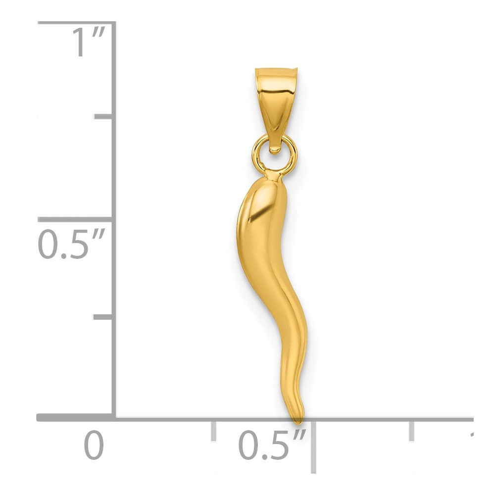 Charlie & Co Jewelry | 14k Polished Hollow 3d Italian Horn Pendant - Model K10050