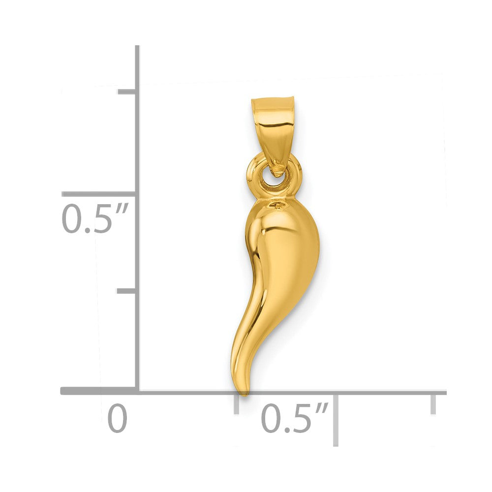 Charlie & Co Jewelry | 14k Polished Hollow 3d Italian Horn Pendant - Model K10051