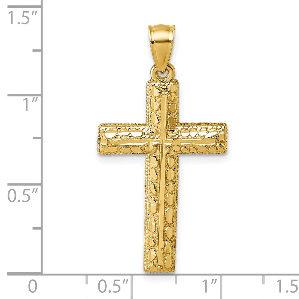 Charlie & Co Jewelry | 14k Polished Diamond-cut Textured Fancy Latin Cross Pendant - Model K10075