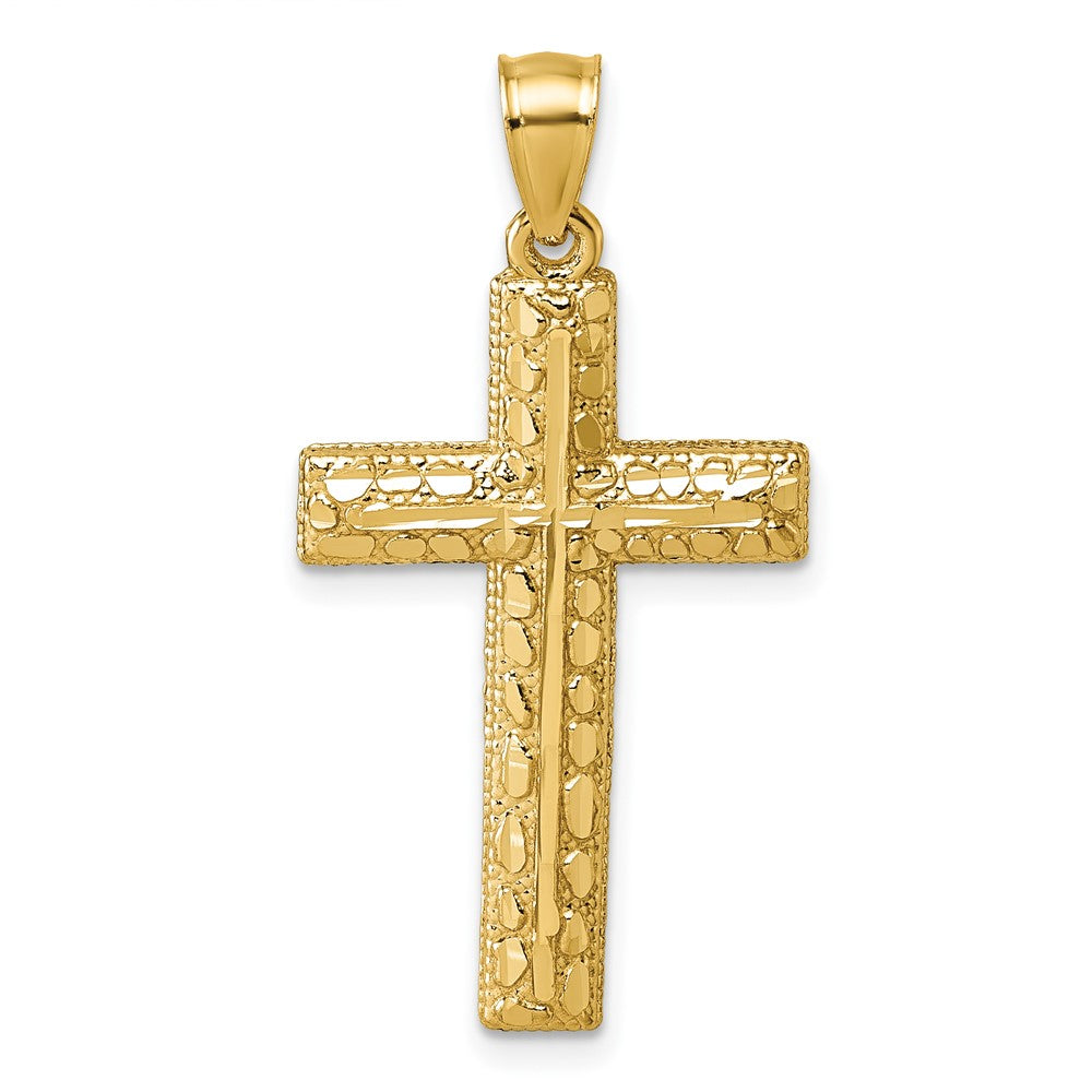 14k Polished Diamond-cut Textured Fancy Latin Cross Pendant - Model ...